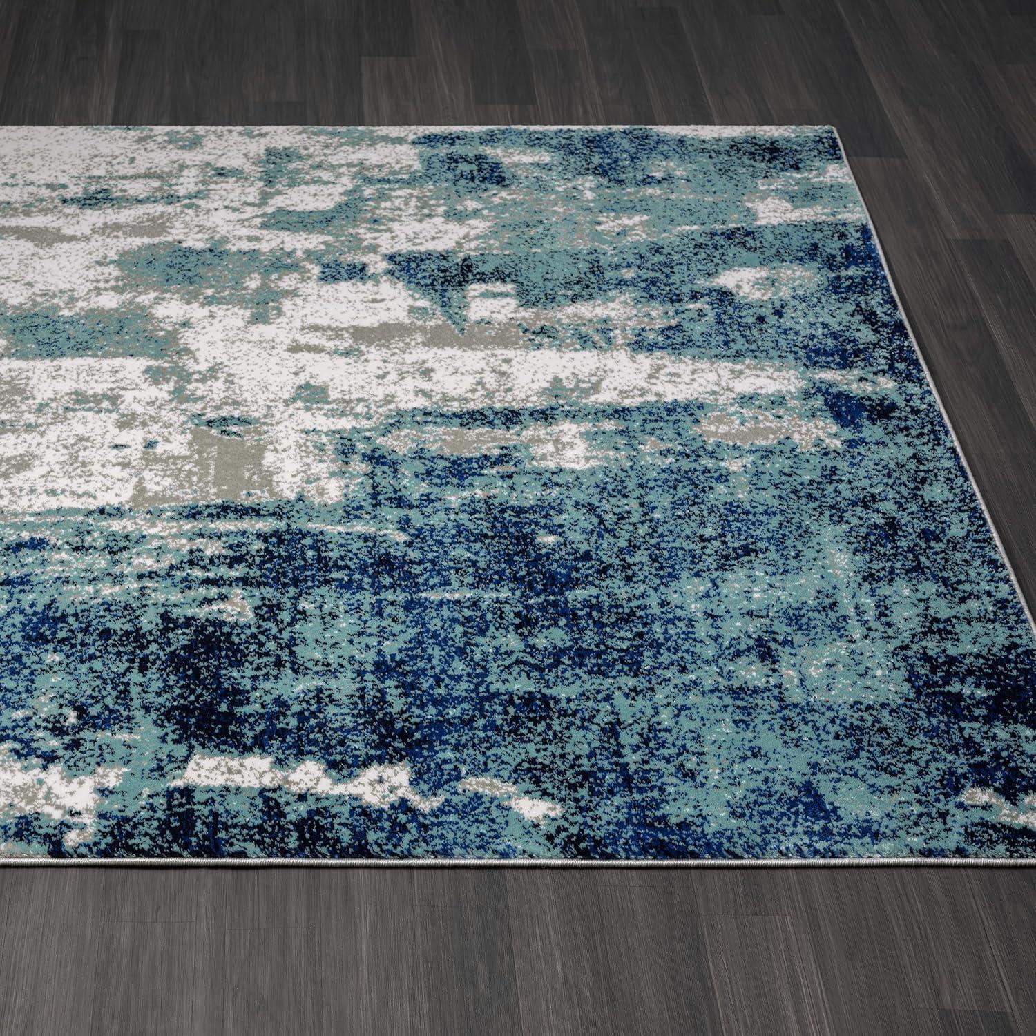 17 Stories Elkmont Abstract Light Blue/Gray Area Rug