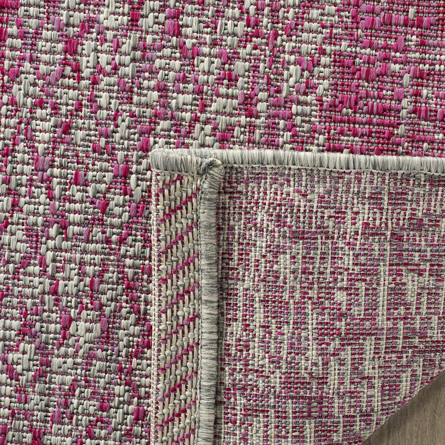 Courtyard CY8736 Power Loomed Indoor and Outdoor Area Rug - Light Grey/Fuchsia - 6'7"x9'6" - Safavieh