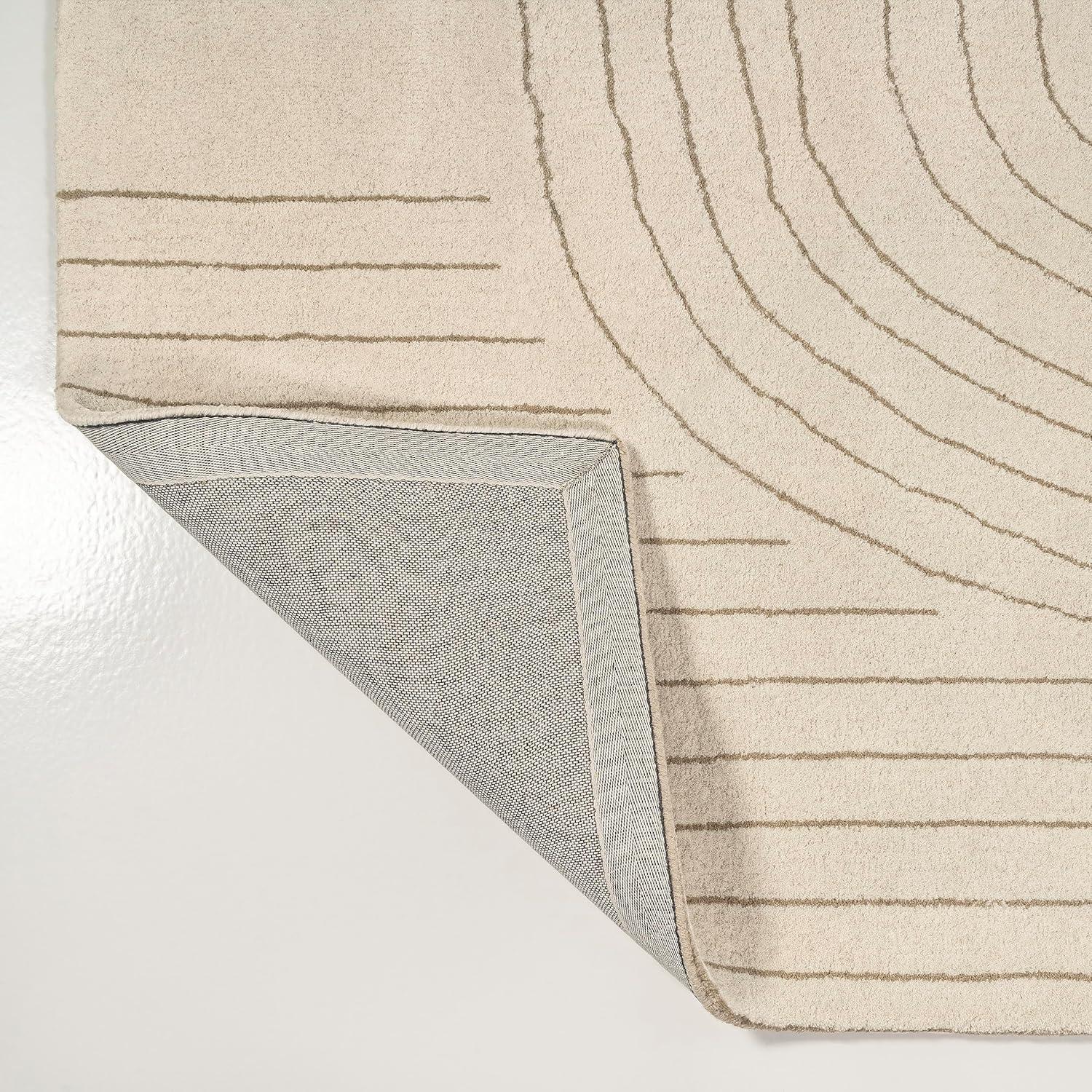 JONATHAN Y Retro Bohemian Abstract Striped Handwoven Wool Ivory/Beige 6 ft. x 9 ft. Area Rug