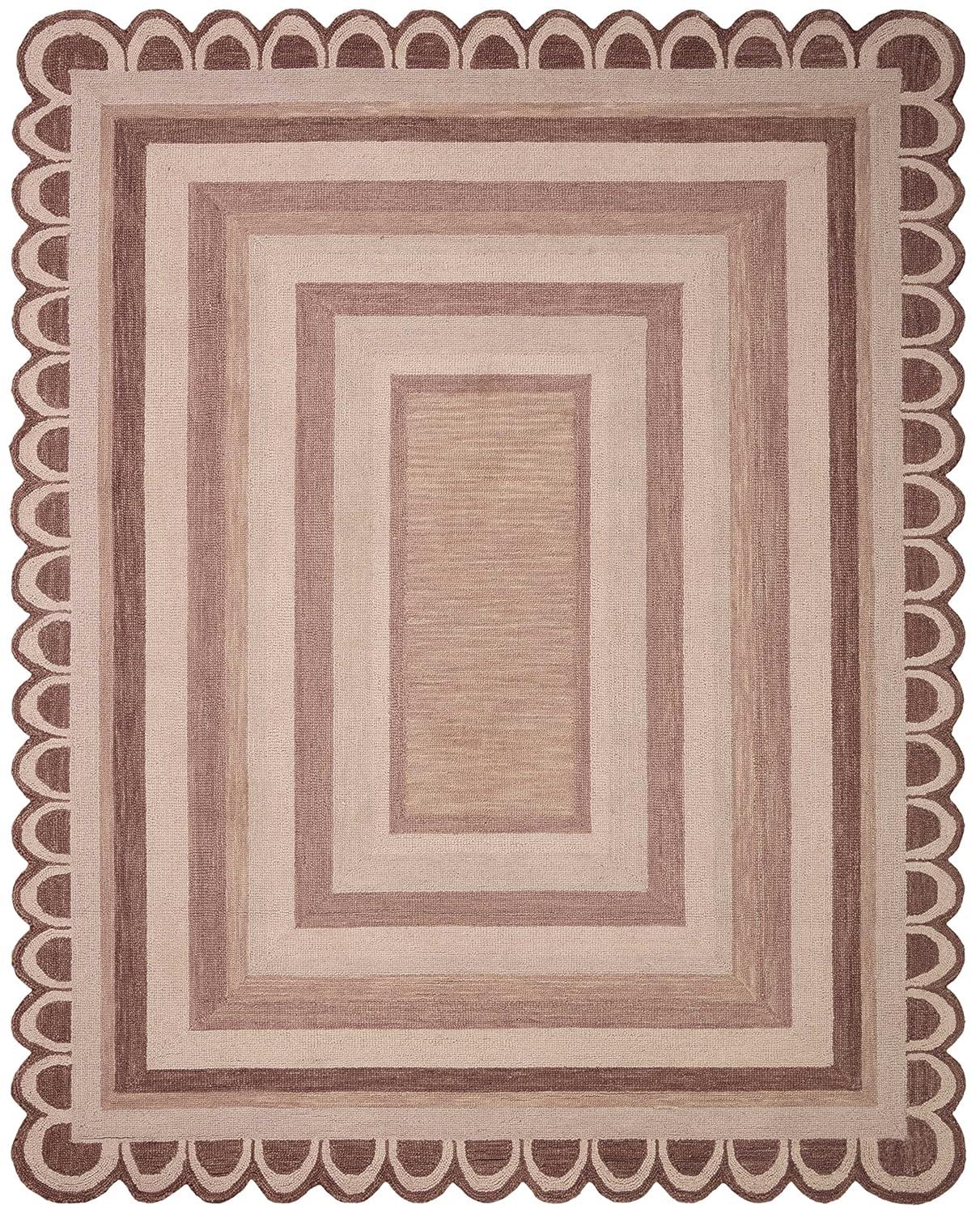 Handmade Clay Blush Whimsical Wool 45" x 27" Accent Rug
