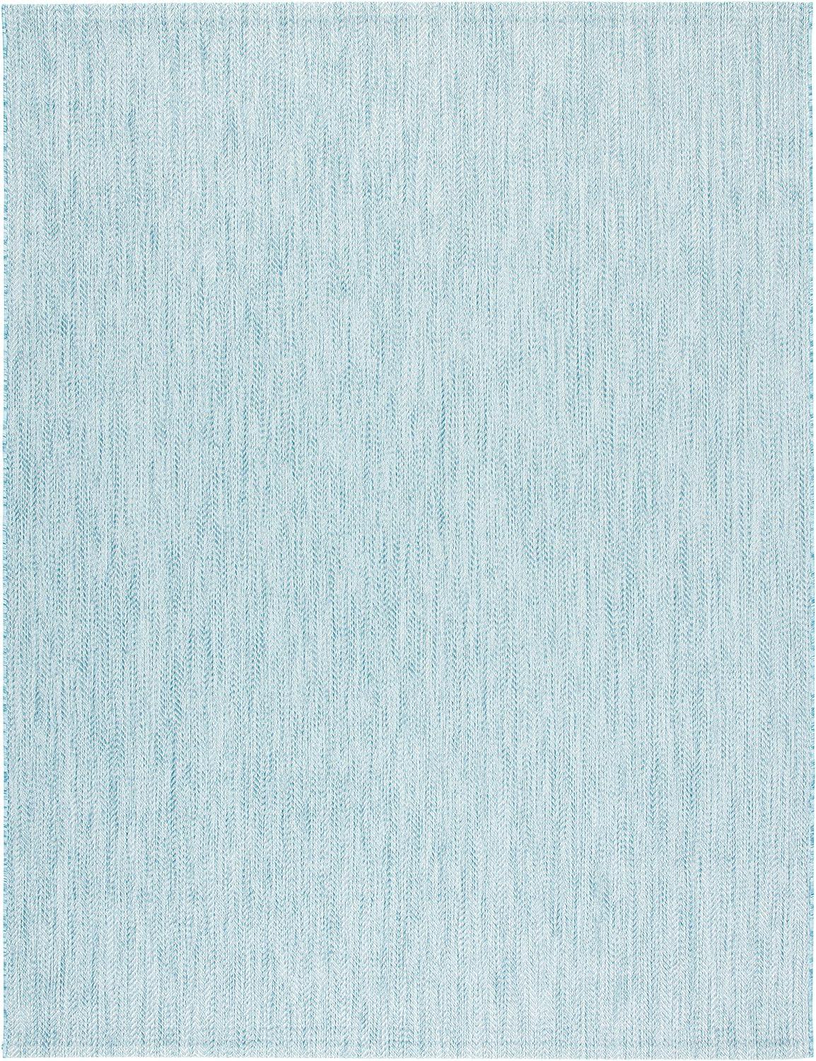 Aqua & Grey Synthetic 8' x 10' Easy-Care Rectangular Area Rug