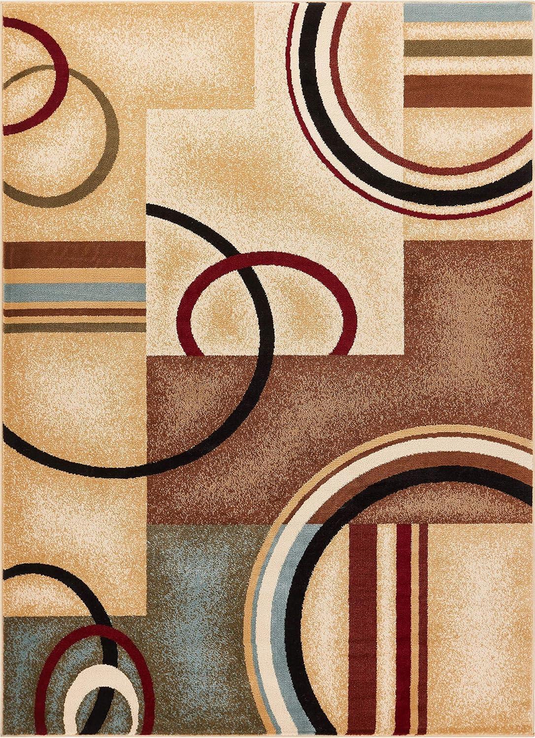 Well Woven Barclay Arcs & Shapes Modern Geometric Ivory 5'3" x 7'3" Area Rug