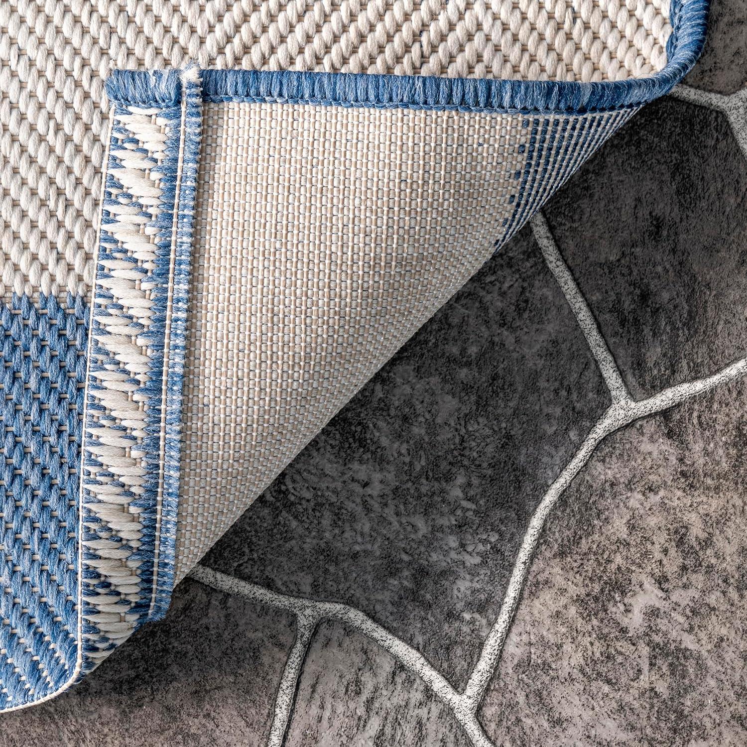 Nuloom Alexis Striped 3x5 Indoor/Outdoor Accent Rug for Living Room Patio Deck Front Porch Entryway Kitchen, Blue/Ivory