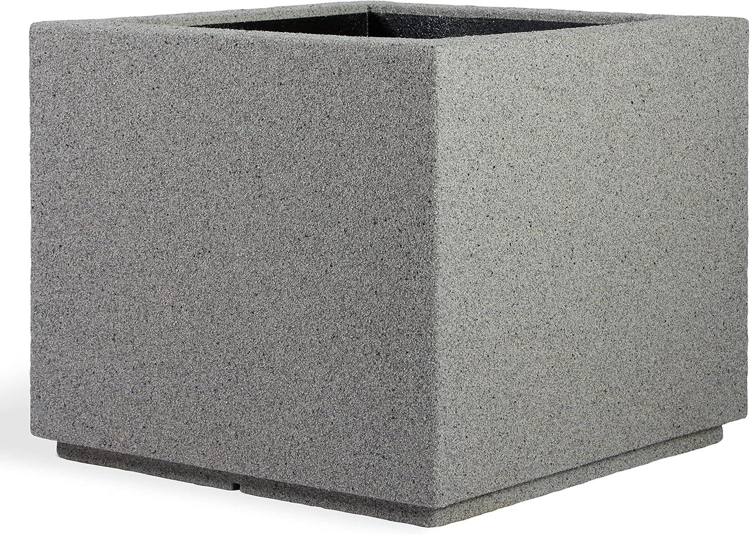 Gray Granite Square Polymer Outdoor Planter Box