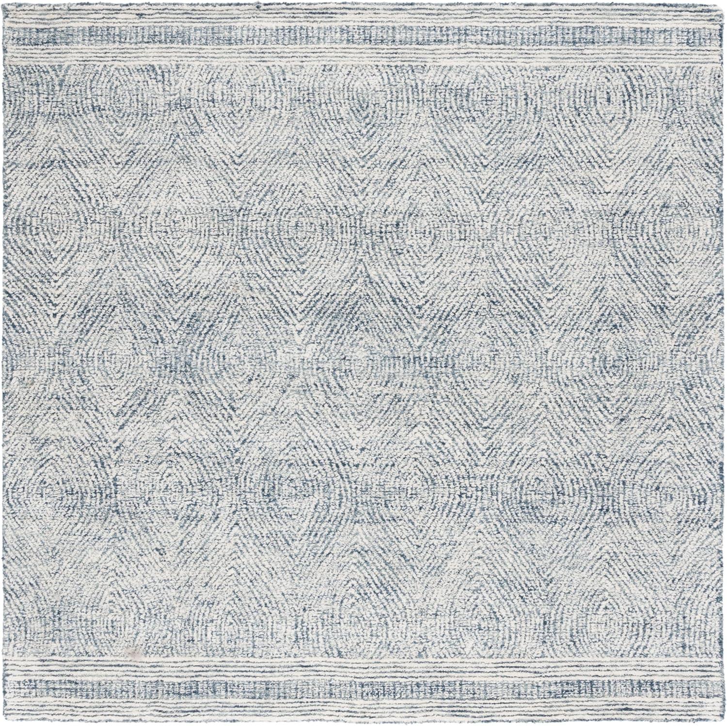 SAFAVIEH Abstract Caelestinus Ogee Wool Area Rug, Ivory/Navy, 6' x 6' Square