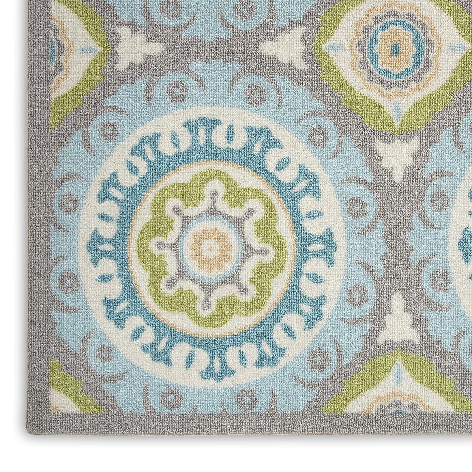 Waverly Sun & Shade "Solar Flair" Jade Indoor/Outdoor Area Rug by Nourison SND16 4'3" x 6'3"