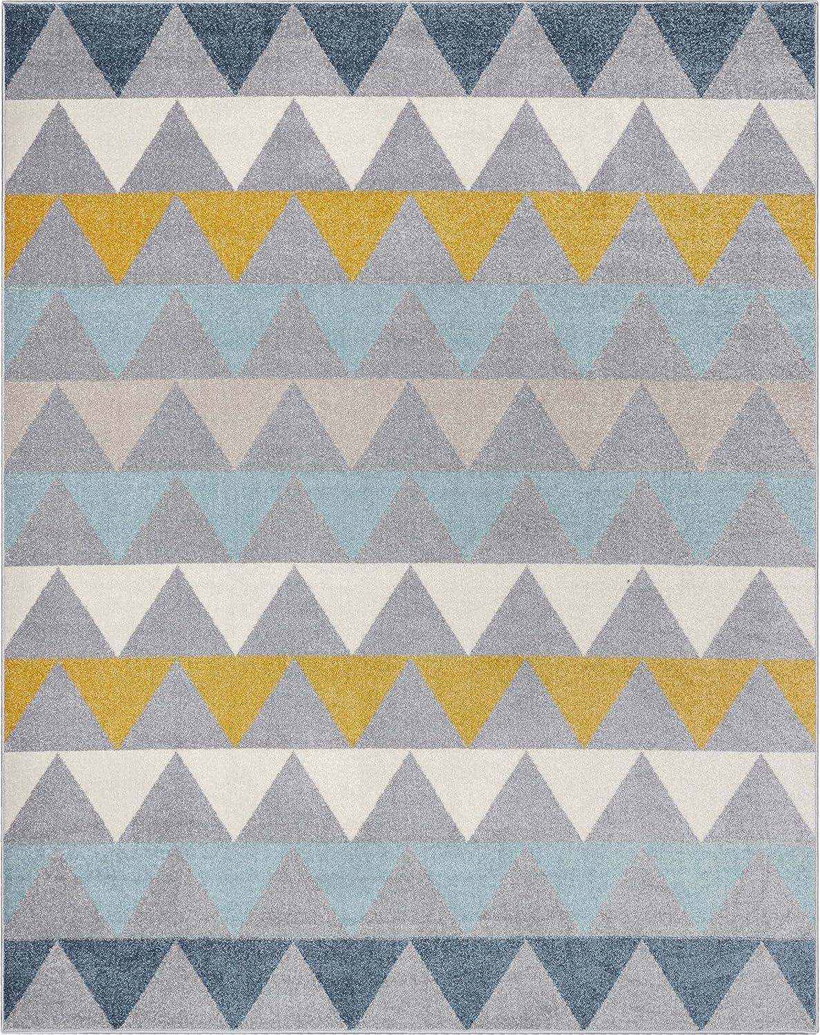 Nova Gray Geometric 5' x 7' Synthetic Area Rug