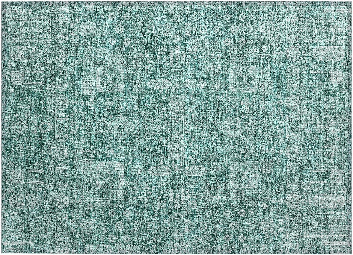 Addison Rugs Machine Washable Indoor/ Outdoor Chantille Traditional Vintage Rug Teal - 1'8" x 2'6"