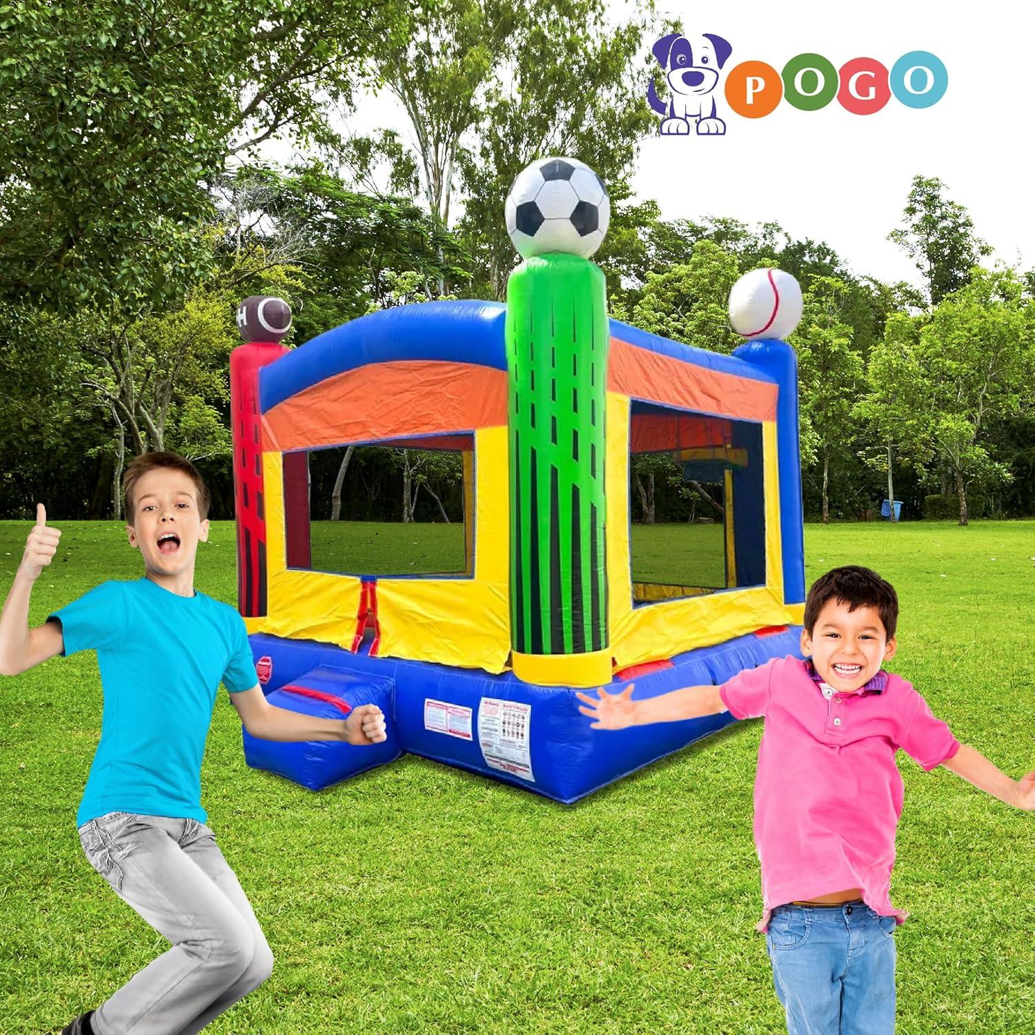 Pogo Bounce House Crossover Kids Inflatable Bounce House, No Blower