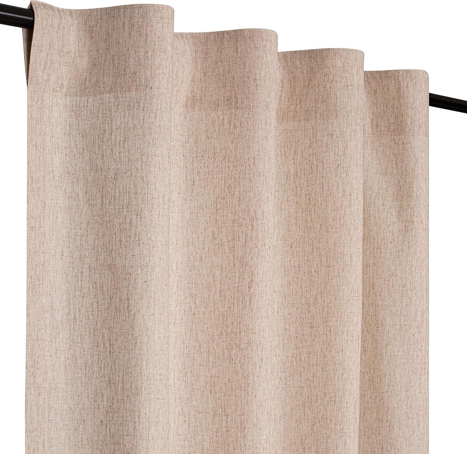 96-Inch Flax Linen Cotton Tab Top Curtain Set