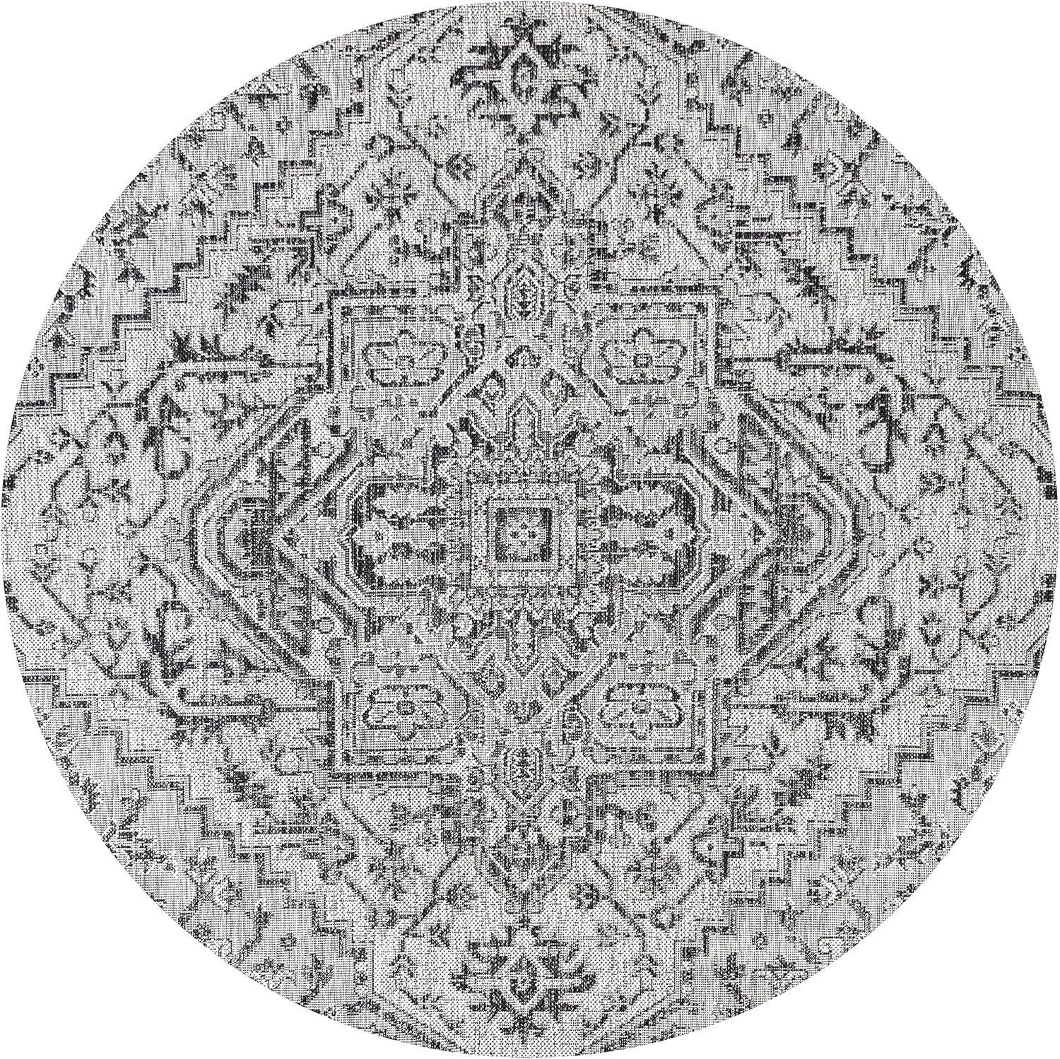 Estrella Bohemian Inspired Medallion Textured Weave Indoor/Outdoor Area Rug - JONATHAN Y