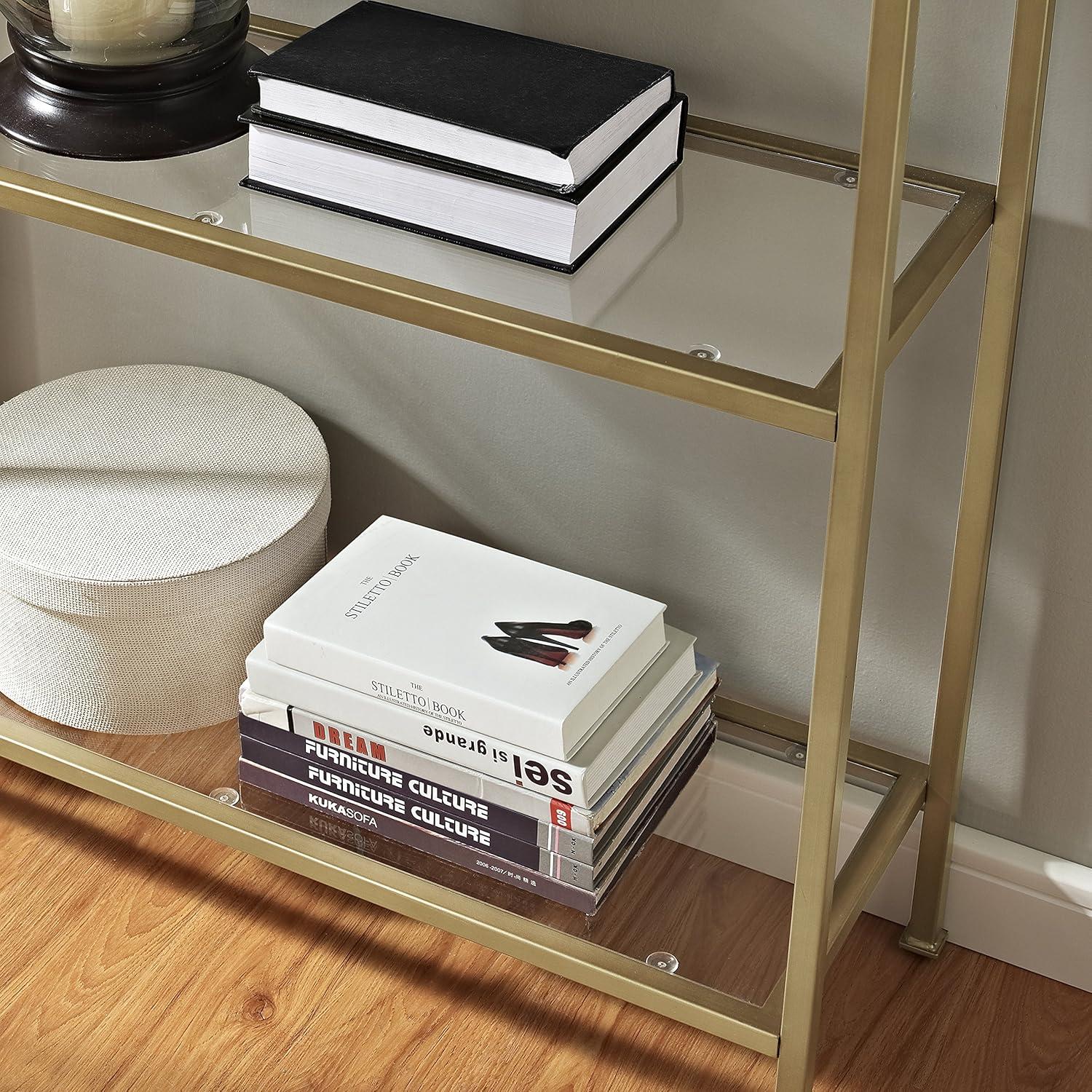 Crosley 80.5" Aimee Etagere Gold: Modern Style, 4-Tier, Tempered Glass Shelves, Steel Frame