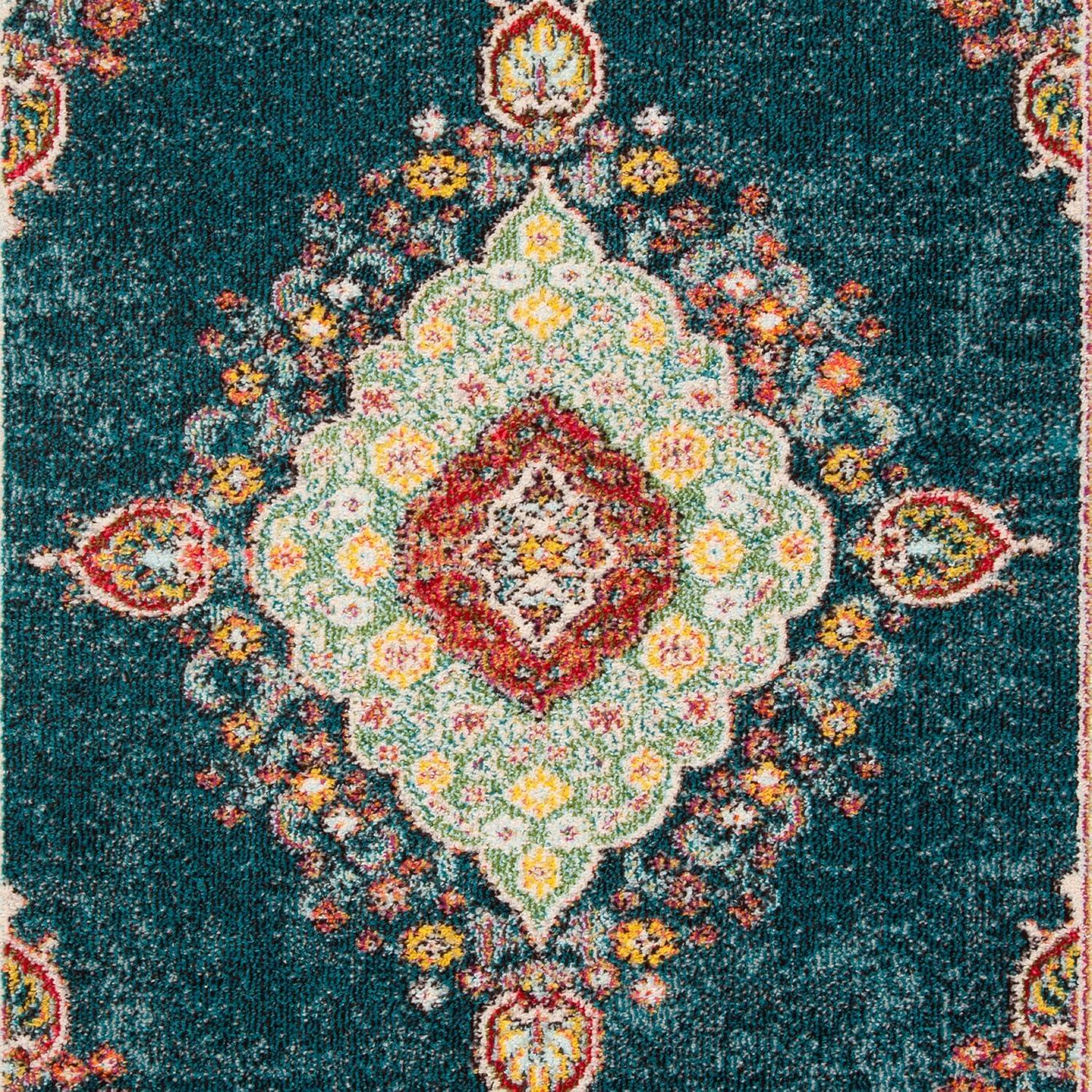 Madison 200 MAD252 Power Loomed Indoor Area Rug - Navy/Turquoise - 8'x10' - Safavieh