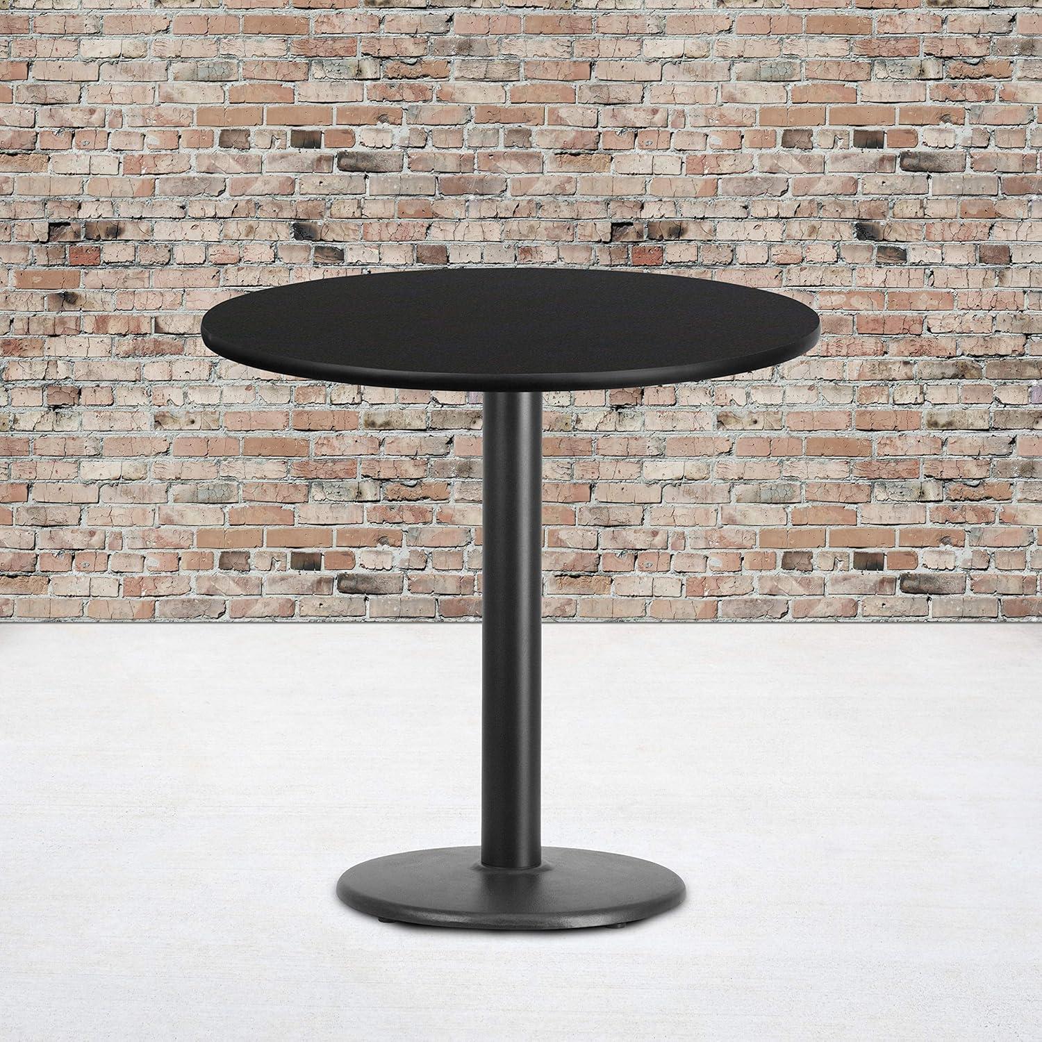 Flash Furniture 30'' Round Black Laminate Table Top with 18'' Round Table Height Base