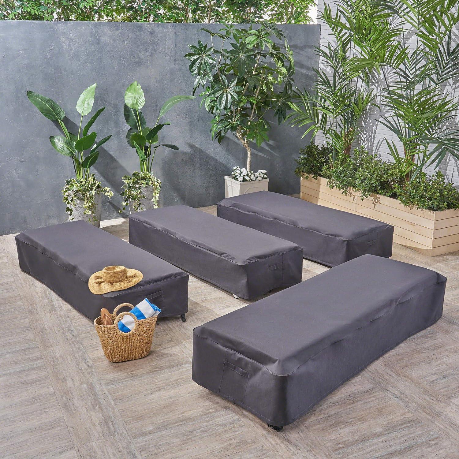 Gray Waterproof Outdoor Chaise Lounge Covers Set of 4