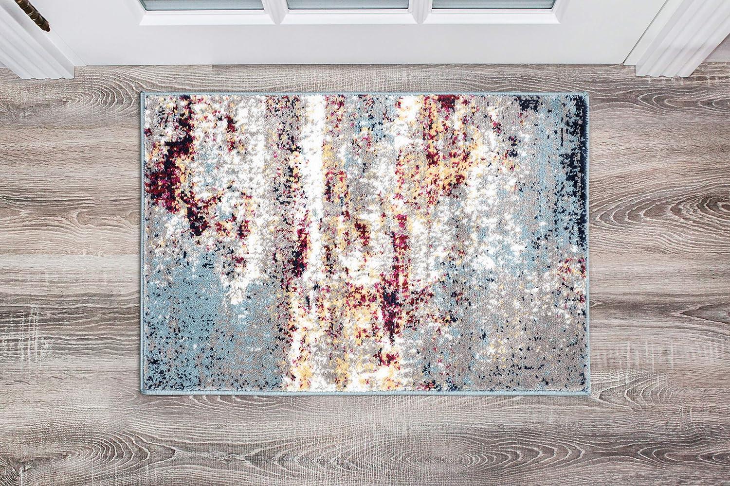 World Rug Gallery Distressed Abstract Watercolor Multi 2' x 3' Area Rug