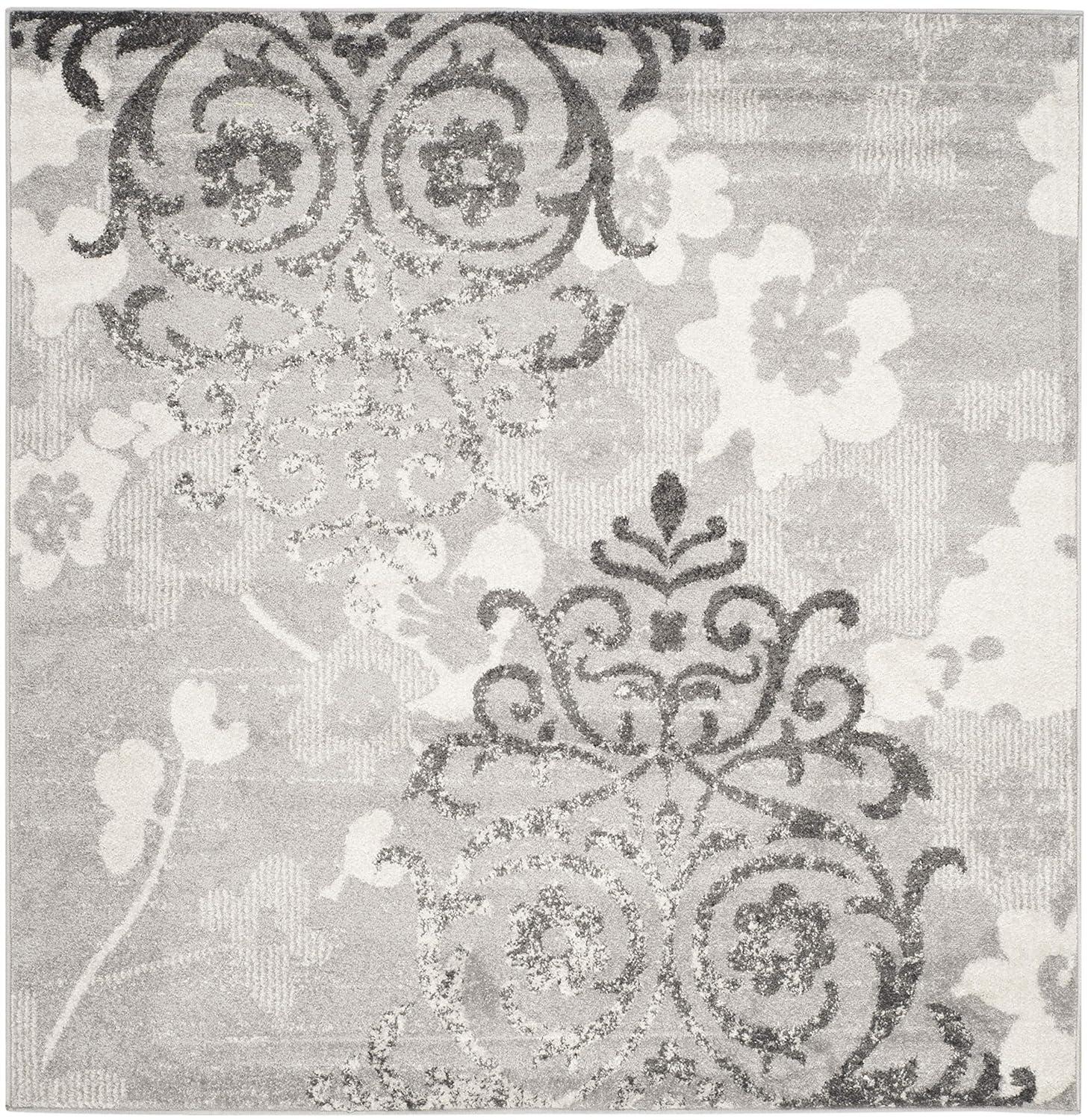 Adirondack ADR114 Machine Made Indoor Area Rug - Silver/Ivory - 6'x6' - Safavieh