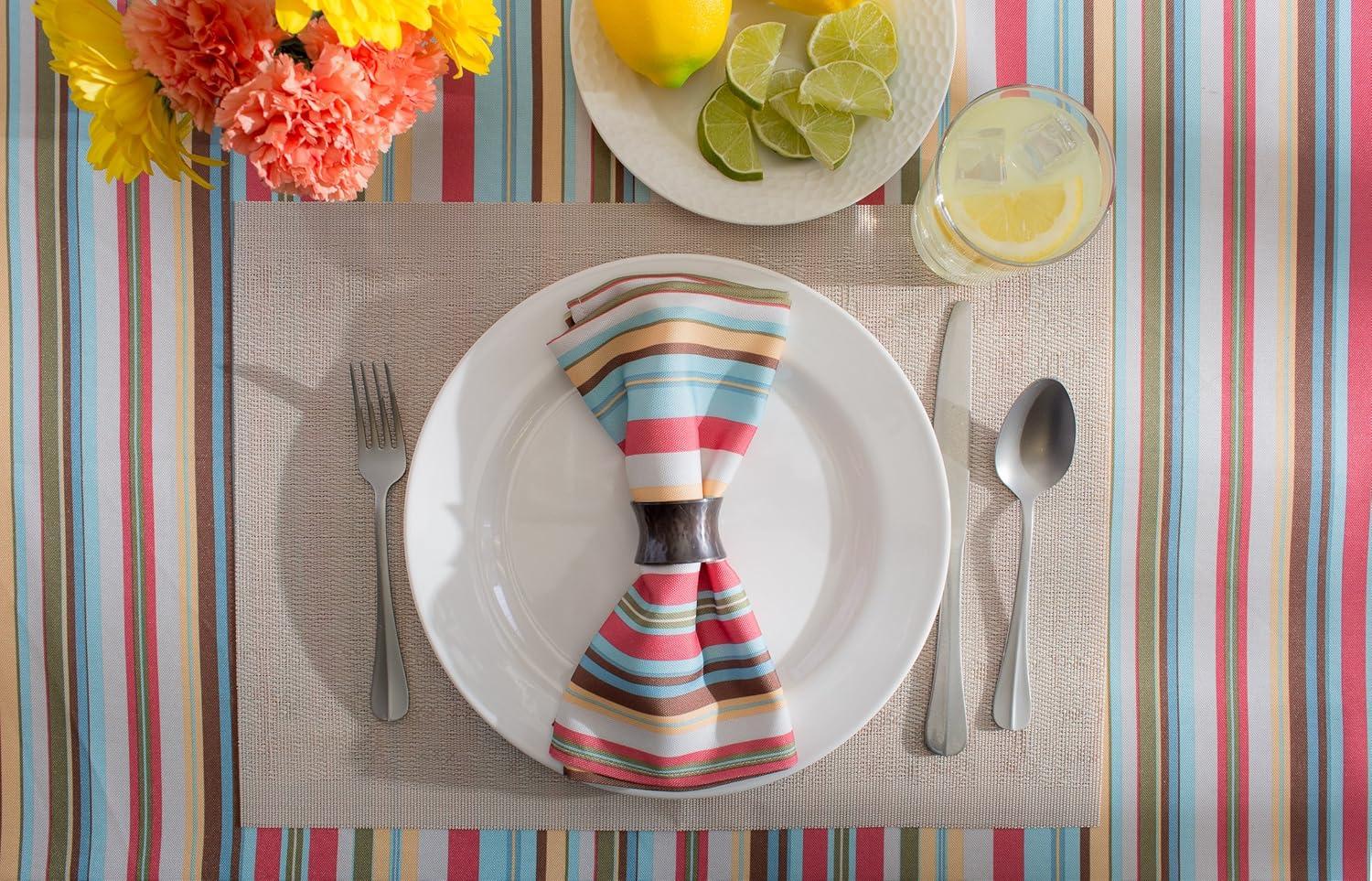 84"x60" Summer Stripe Outdoor Tablecloth - Design Imports: Spill Proof, Machine Washable, Ideal for Picnics & BBQs