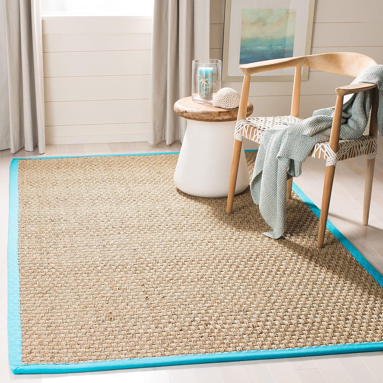 Natural Fiber NF114 Power Loomed Indoor Accent Rug - Natural/Turquoise - 3'x5' - Safavieh