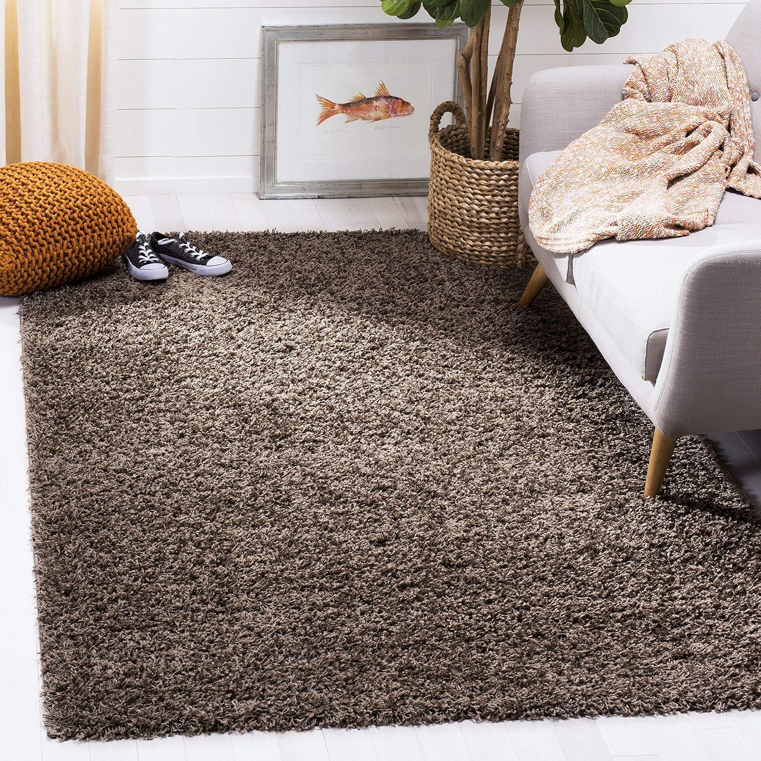Athens Shag SGA119 Power Loomed Area Rug - Taupe - 6'7"x6'7" - Safavieh.