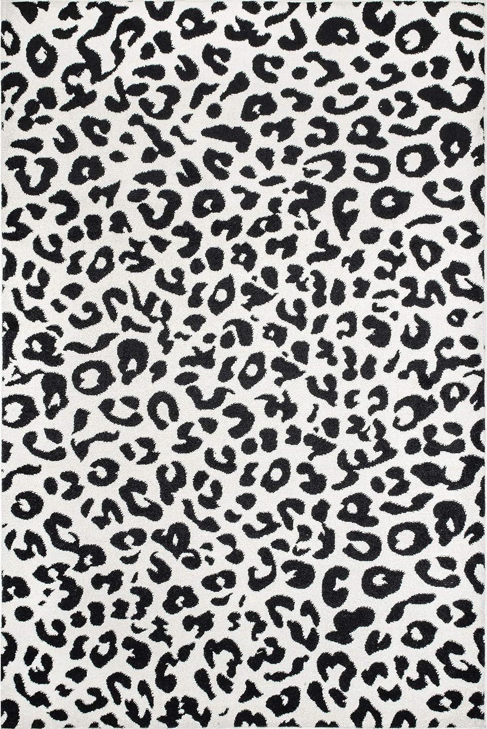 Luxurious Handmade Dark Grey Leopard Print Area Rug, 3' x 5'