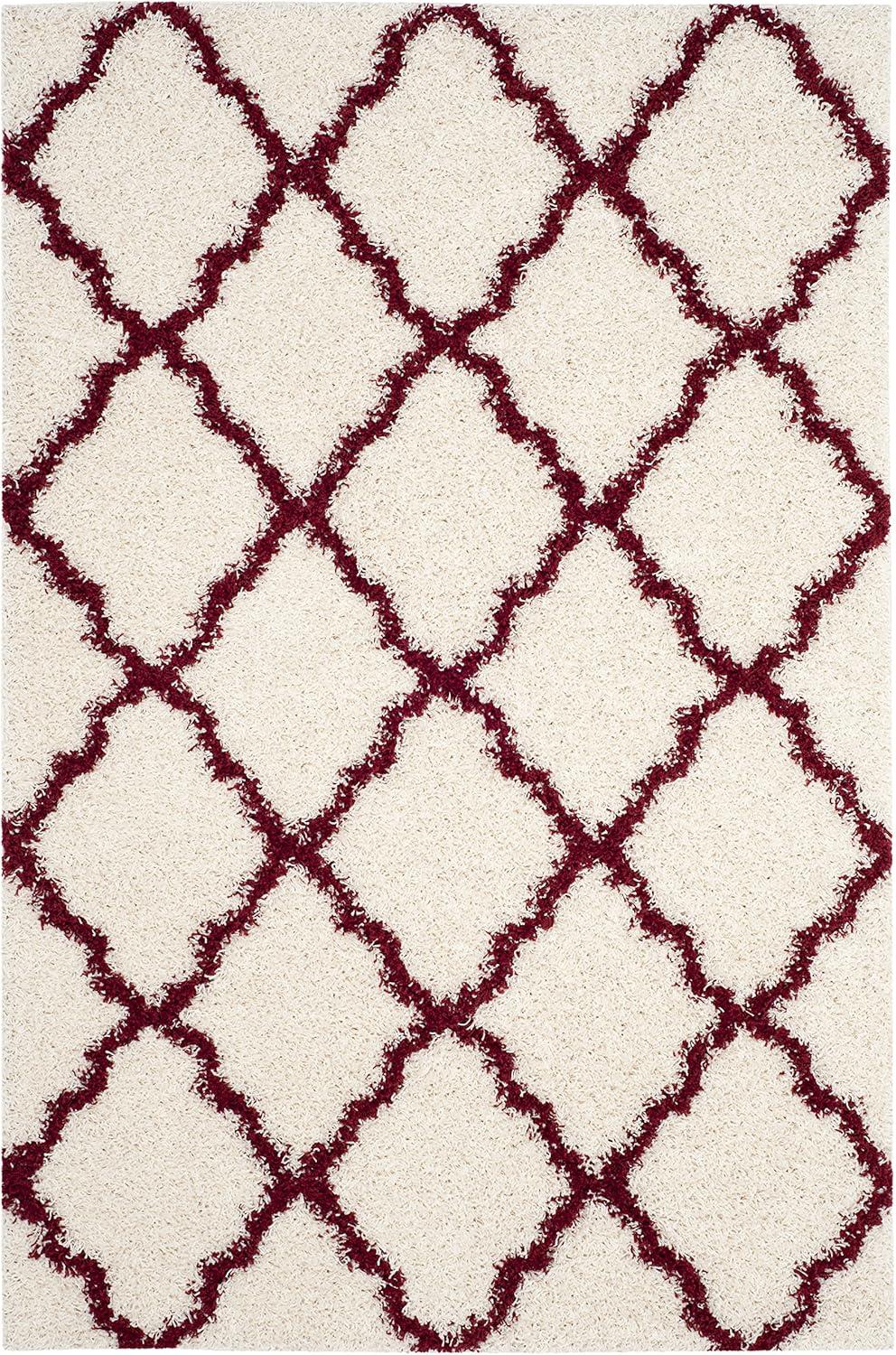 Dallas Shag SGD257 Power Loomed Indoor Area Rug - Ivory/Red - 4'x6' - Safavieh.