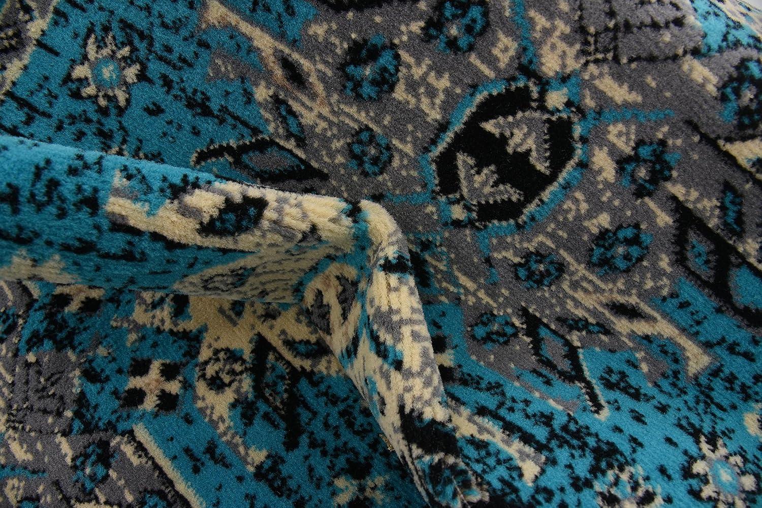 Unique Loom 2' 7 x 10' 0 Runner Turquoise Taftan Oasis Area Rug