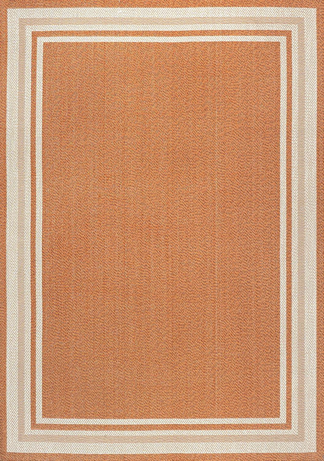 Ivory and Orange Stripe 8'x10' Synthetic Easy-Care Area Rug