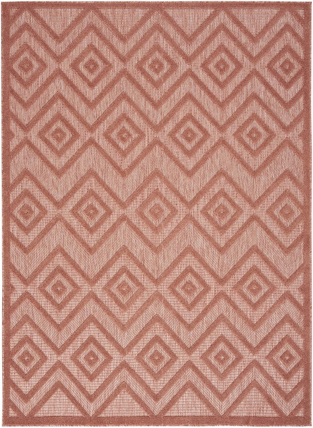 Nourison Versatile Diamond Geometric Flatweave Indoor Outdoor Area Rug Coral/Orange 6' x 9'