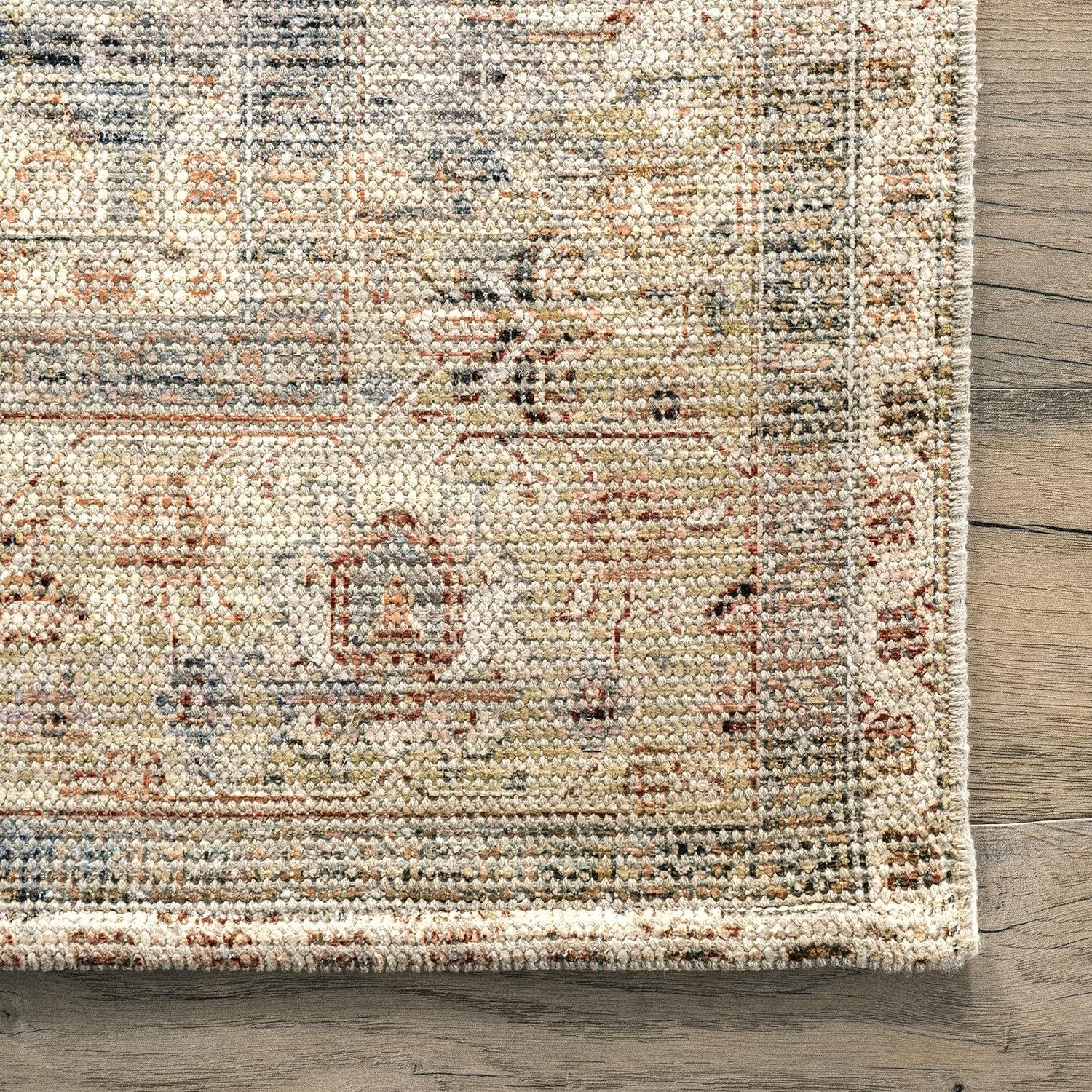 Lesley Vintage-Inspired Beige Cotton Blend 5' x 8' Area Rug