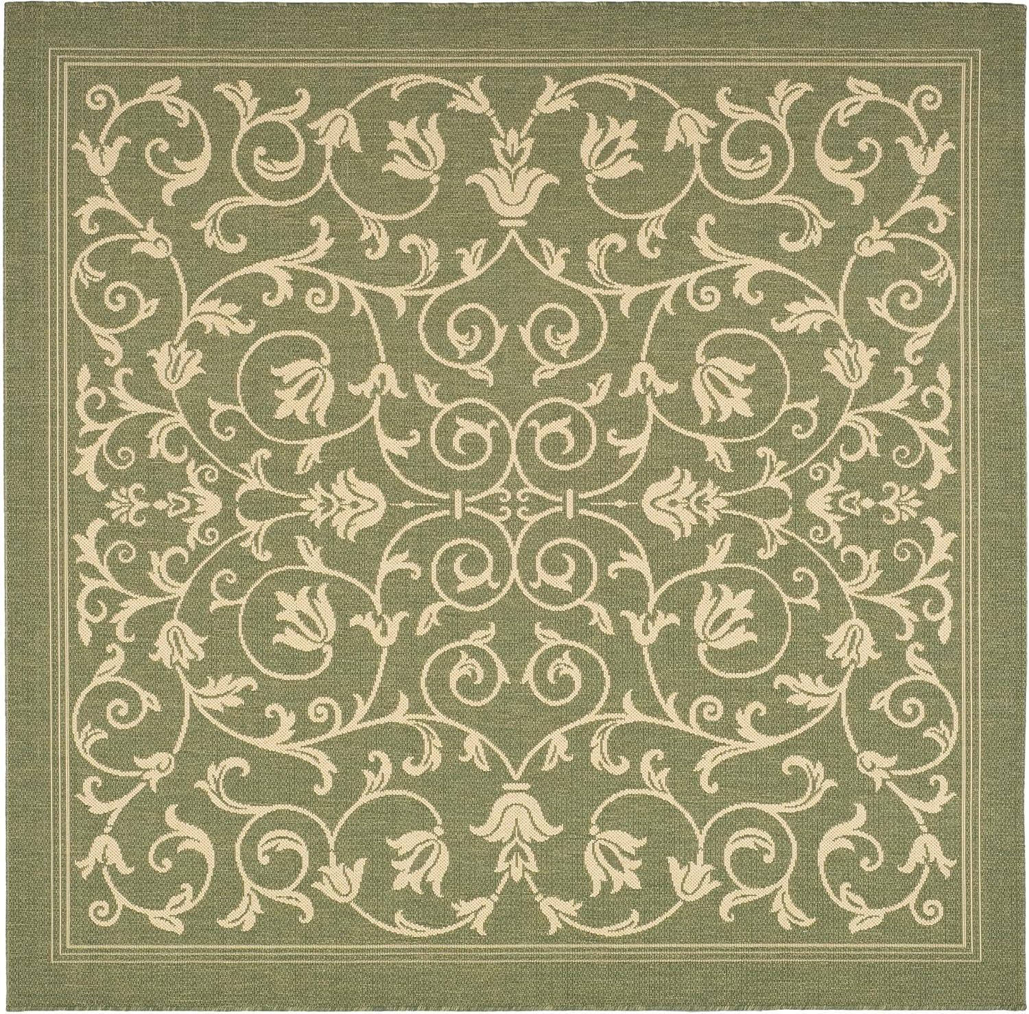 Safavieh Courtyard 6'7" Square Olive Synthetic Outdoor Area Rug