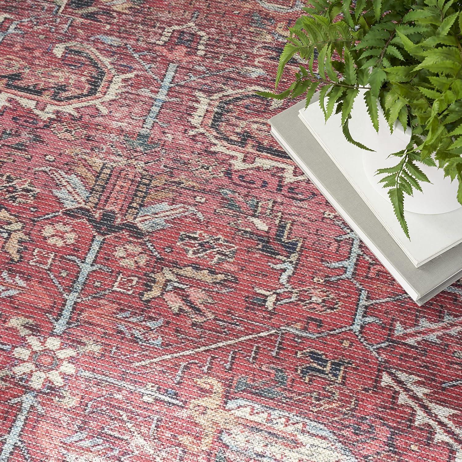 Bungalow Rose Machine Washable Oriental Red Area Rug