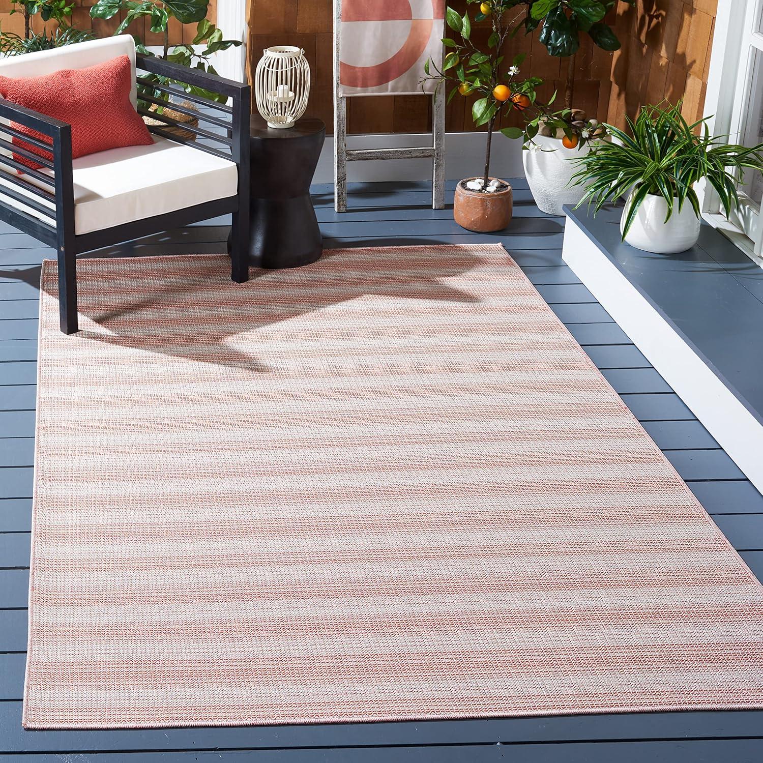 SAFAVIEH Hampton Duana Striped Indoor/Outdoor Area Rug, Terracotta, 8' x 10'