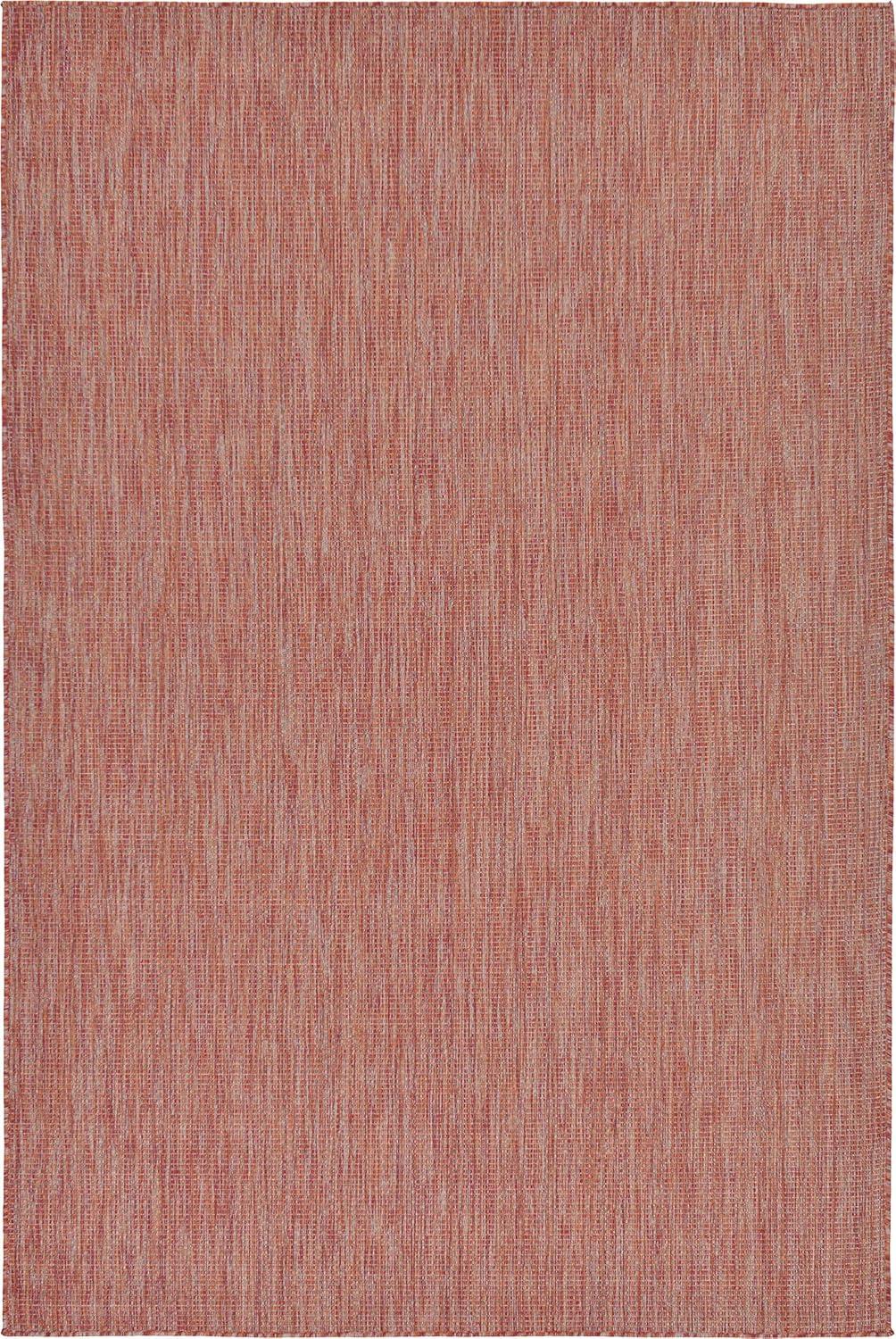 Unique Loom 6' 1 x 9' 0 Rectangle Indoor/Outdoor Solid Rust Red Area Rug