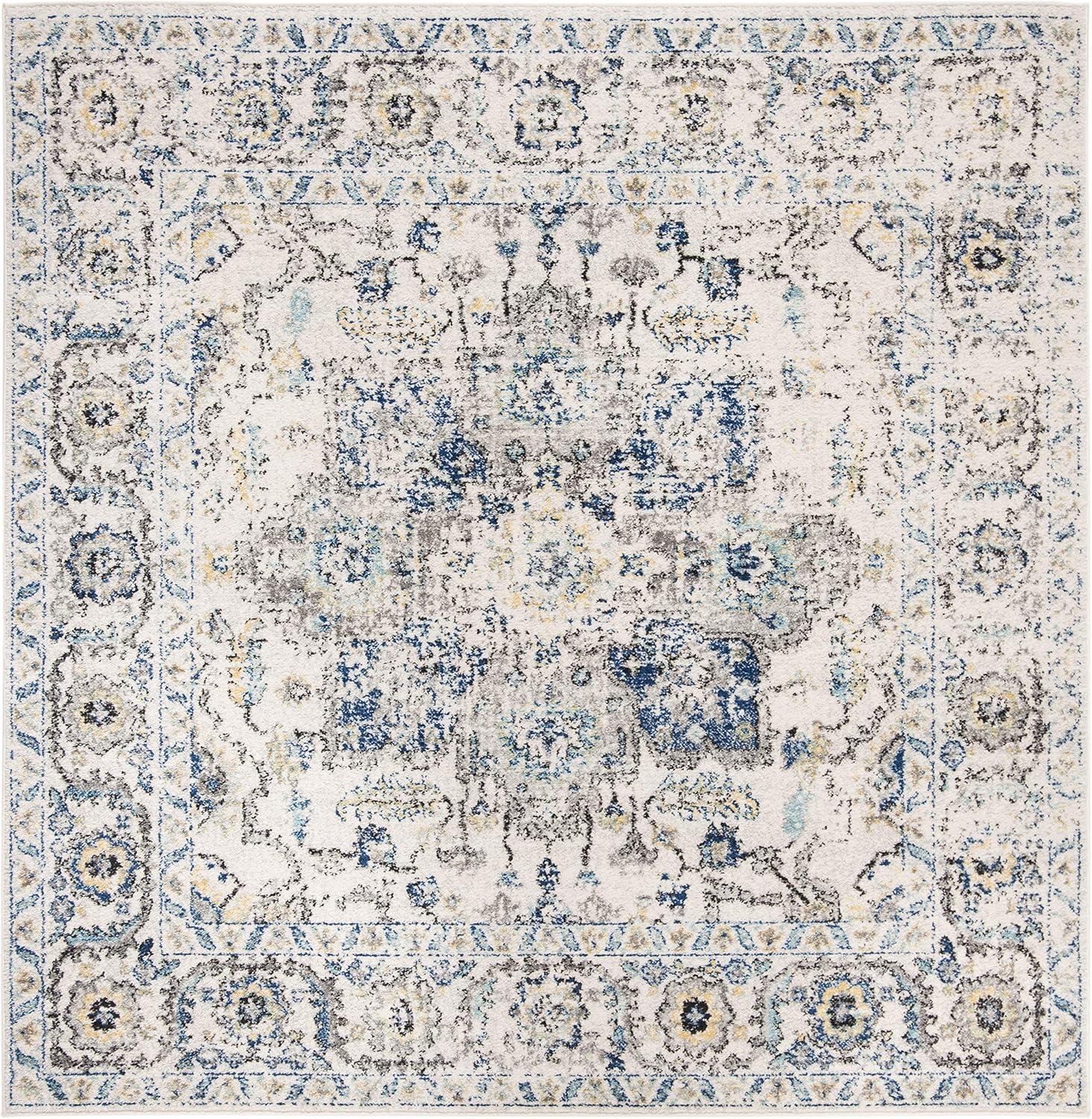 SAFAVIEH Madison Katina Traditional Area Rug, Grey/Ivory, 6'7" x 6'7" Square