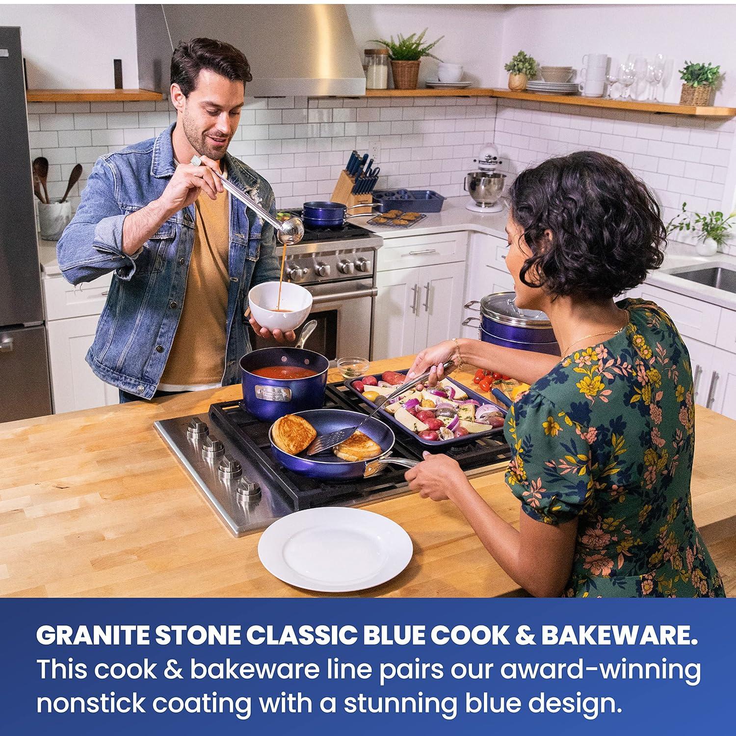 Blue Nonstick Aluminum Kitchen Spoon Set with Stainless Steel Handles