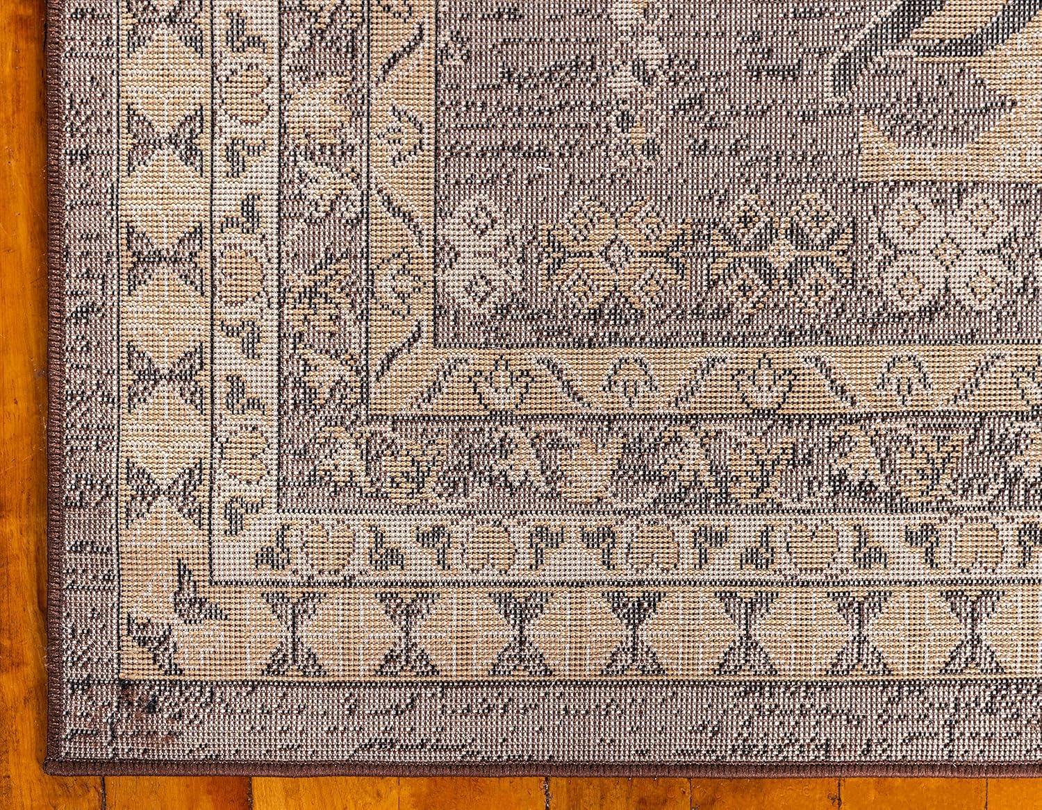 Taftan Brown and Beige 4' x 6' Stain-Resistant Area Rug