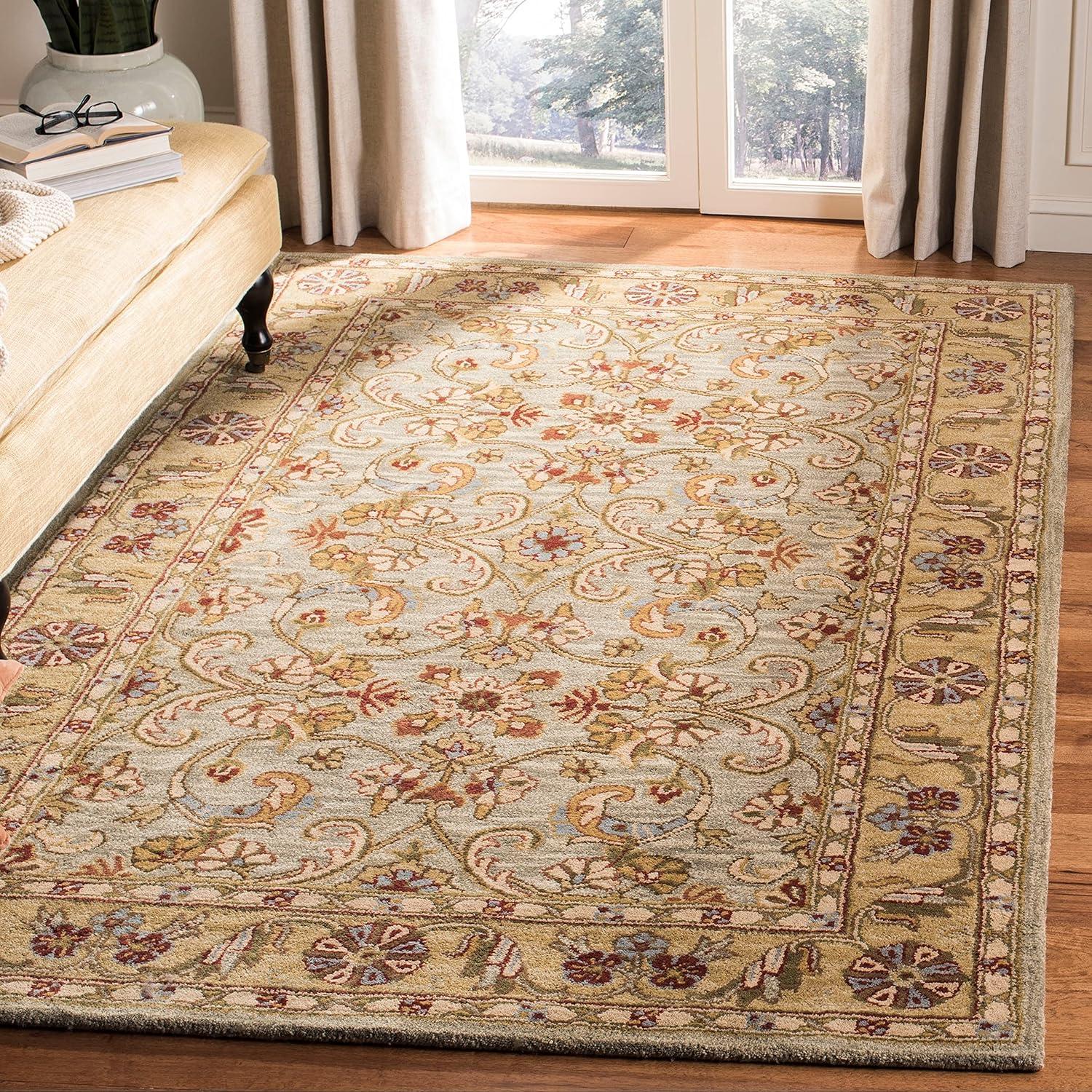 SAFAVIEH Classic Simonette Floral Wool Area Rug, Grey/Light Gold, 8'3" x 11'