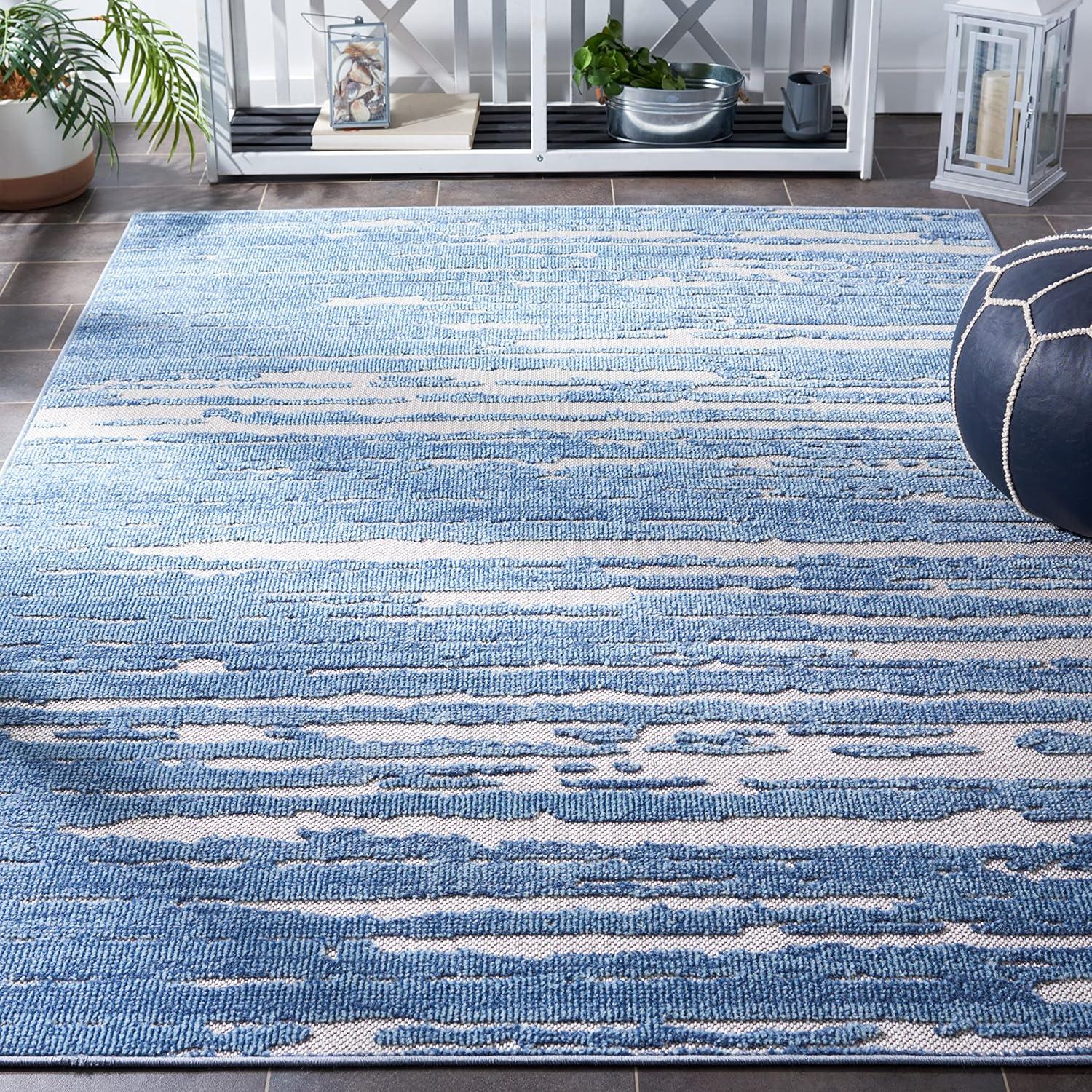 Cabana CBN506 Power Loomed Indoor/Outdoor Area Rug - Blue/Beige - 5'3"x7'6" - Safavieh.
