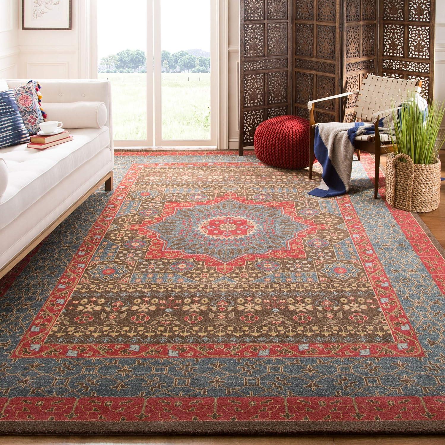Mahal MAH620 Power Loomed Indoor Area Rug - Navy/Red - 5'1"x5'1" - Safavieh.