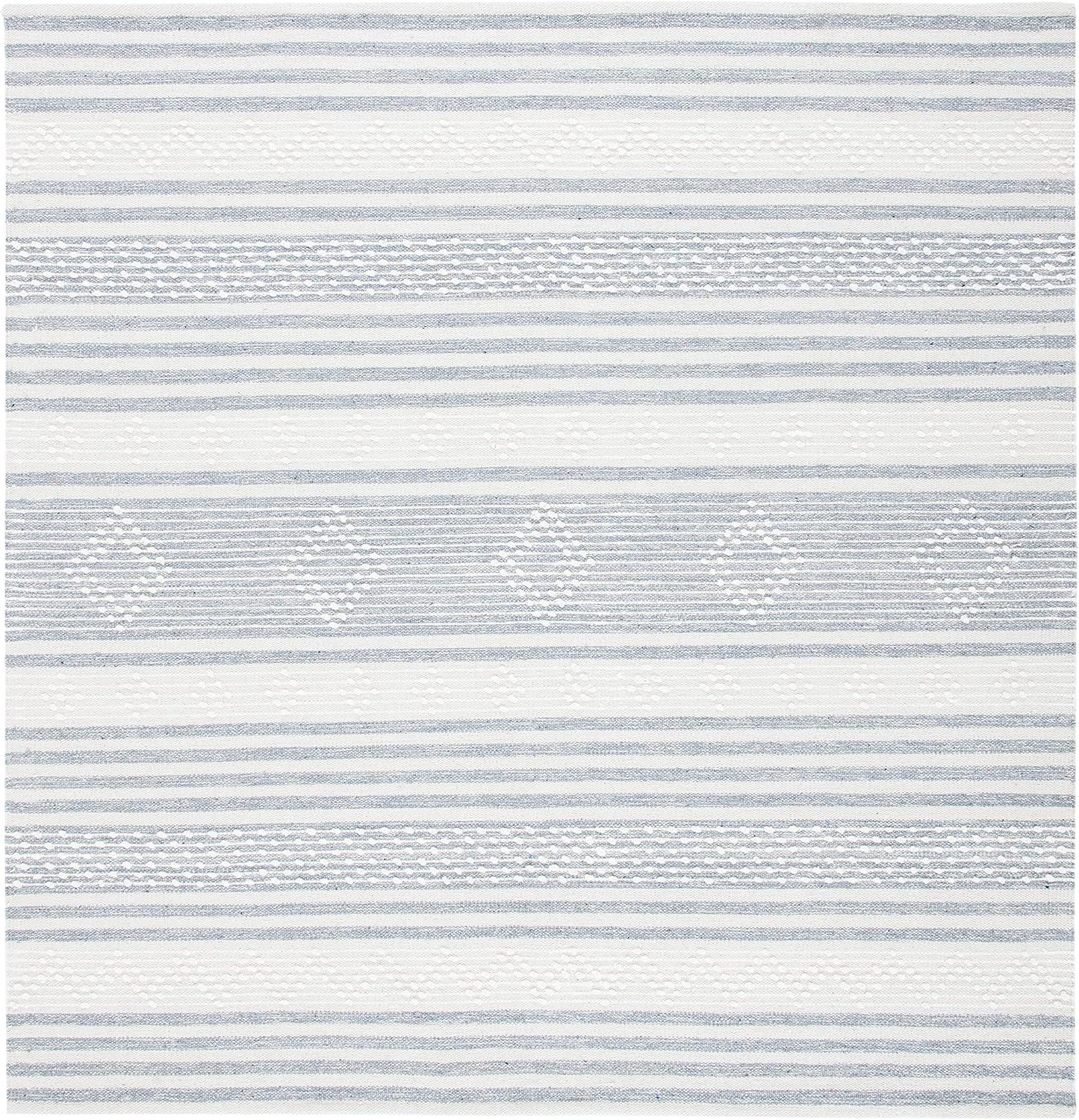 Striped Kilim STK511 Hand Woven Area Rug - Silver/Ivory - 5'x5' - Safavieh.
