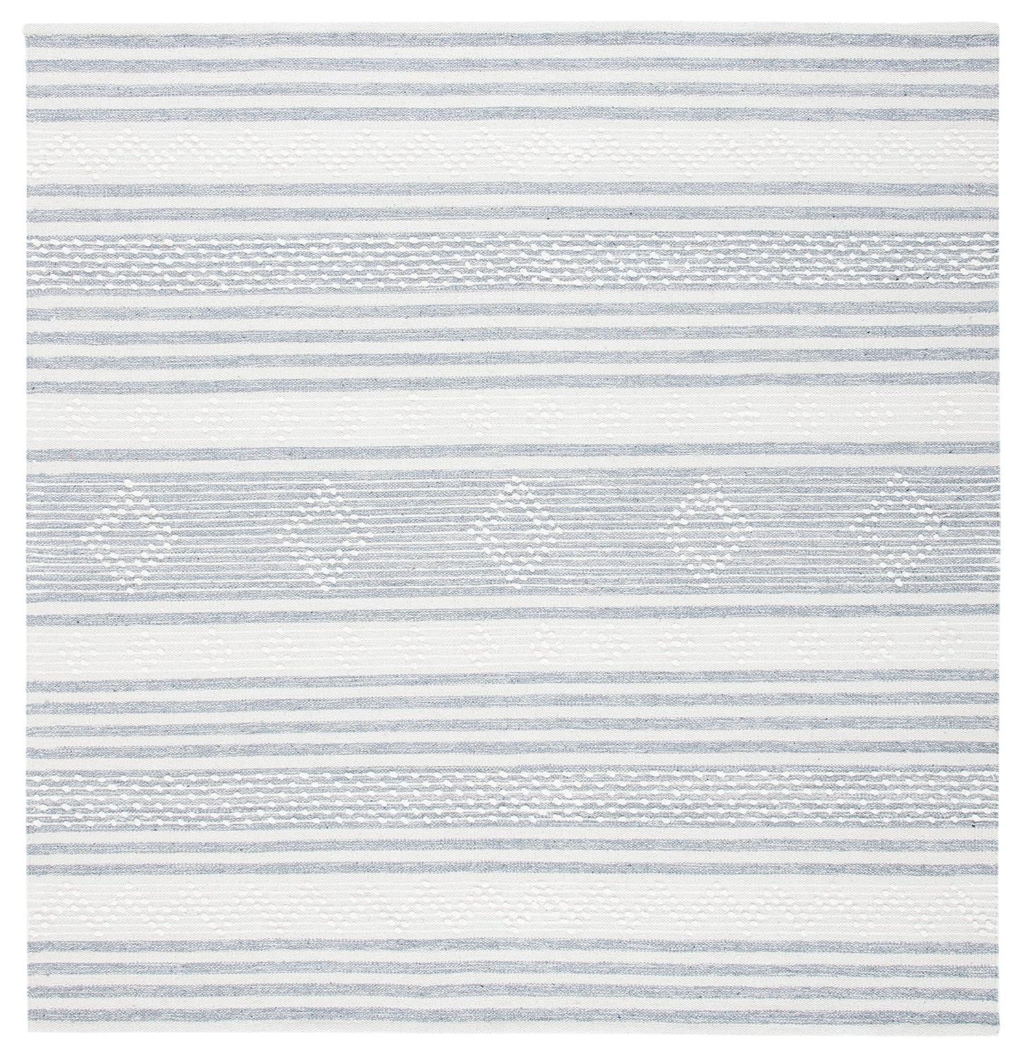 Striped Kilim STK511 Hand Woven Area Rug - Silver/Ivory - 5'x5' - Safavieh.
