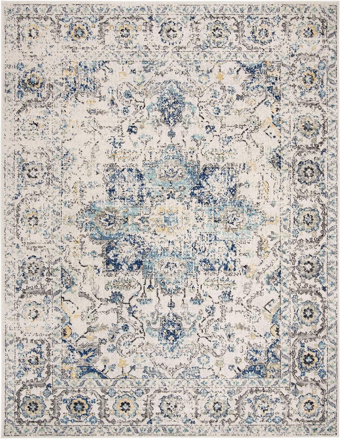 Turquoise and Ivory Medallion 10' x 14' Area Rug