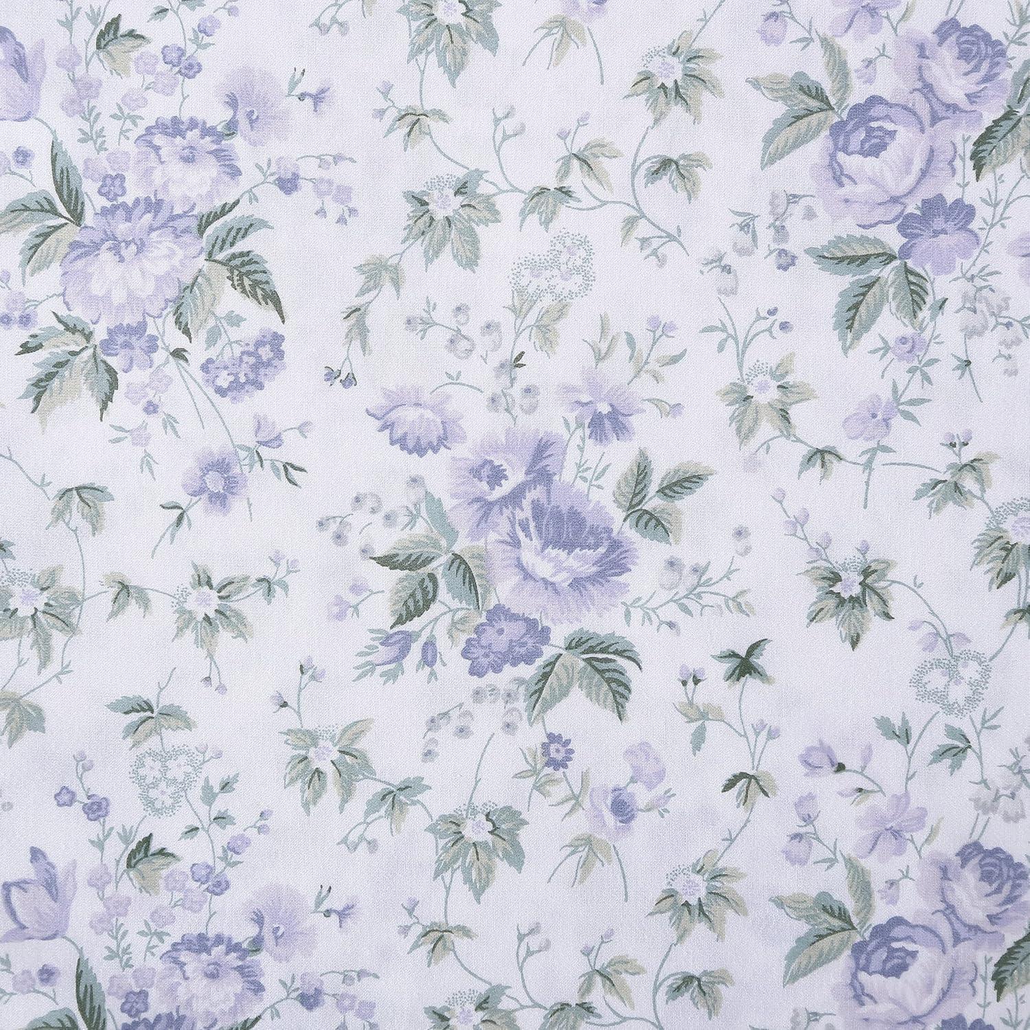 Queen Blue Floral Cotton Sateen Sheet Set