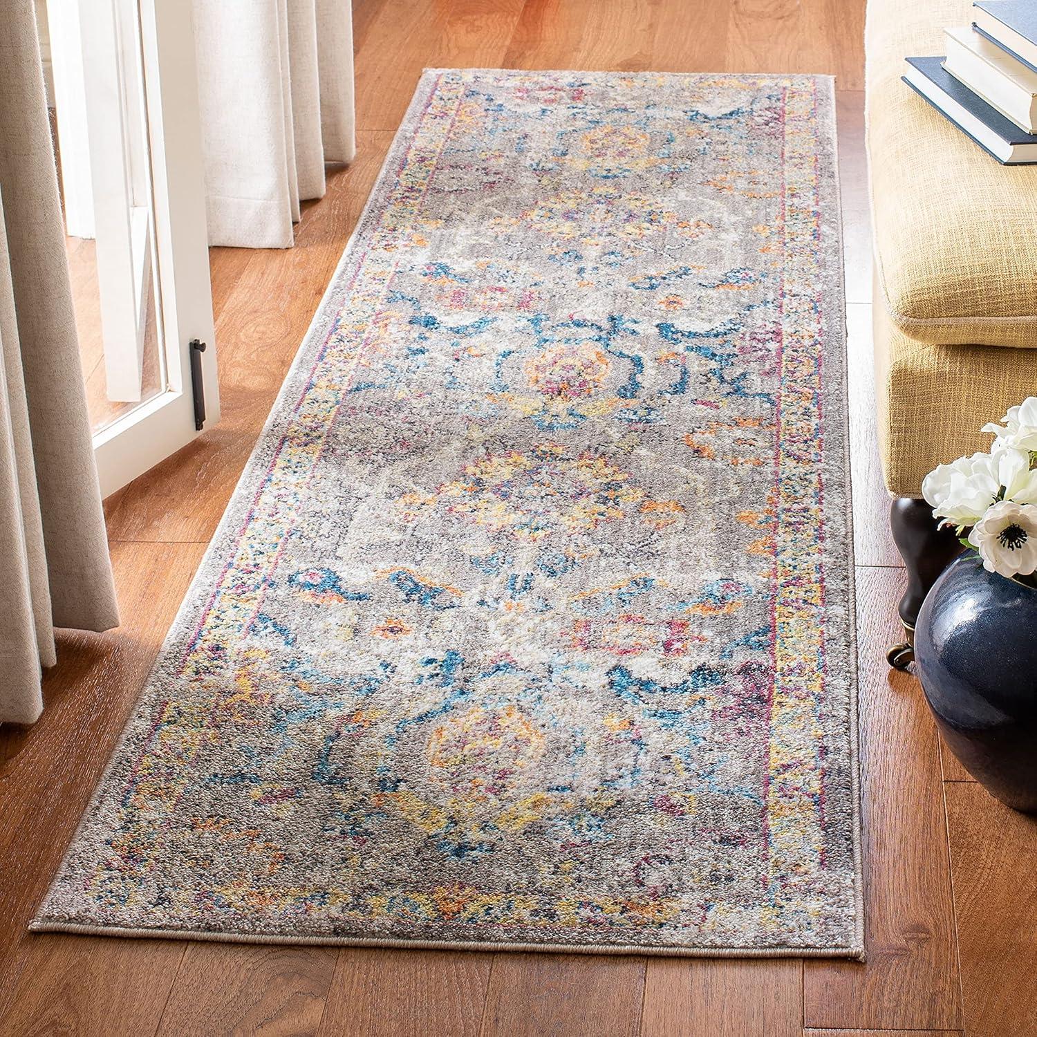 Bristol BTL347 Power Loomed Indoor Runner Rug - Grey/Blue - 2'3"x10' - Safavieh