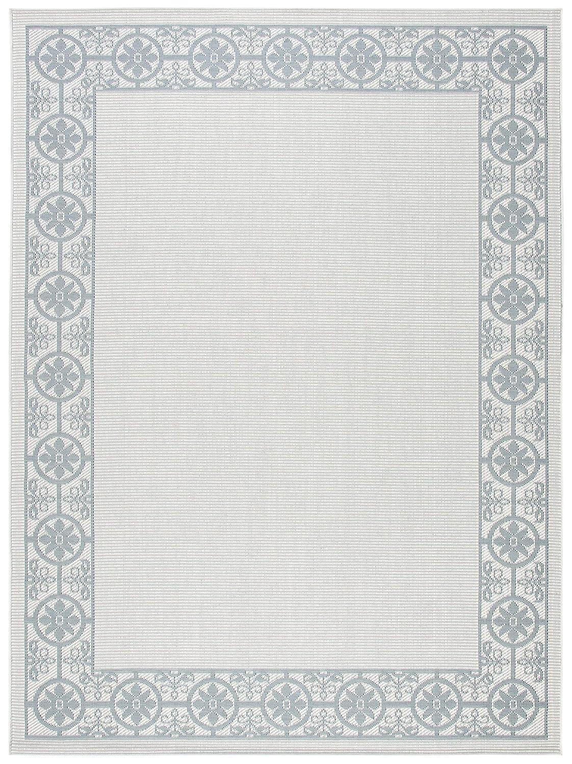 SAFAVIEH Bermuda Zoey Floral Bordered Indoor/Outdoor Area Rug Ivory/Light Blue, 8' x 10'