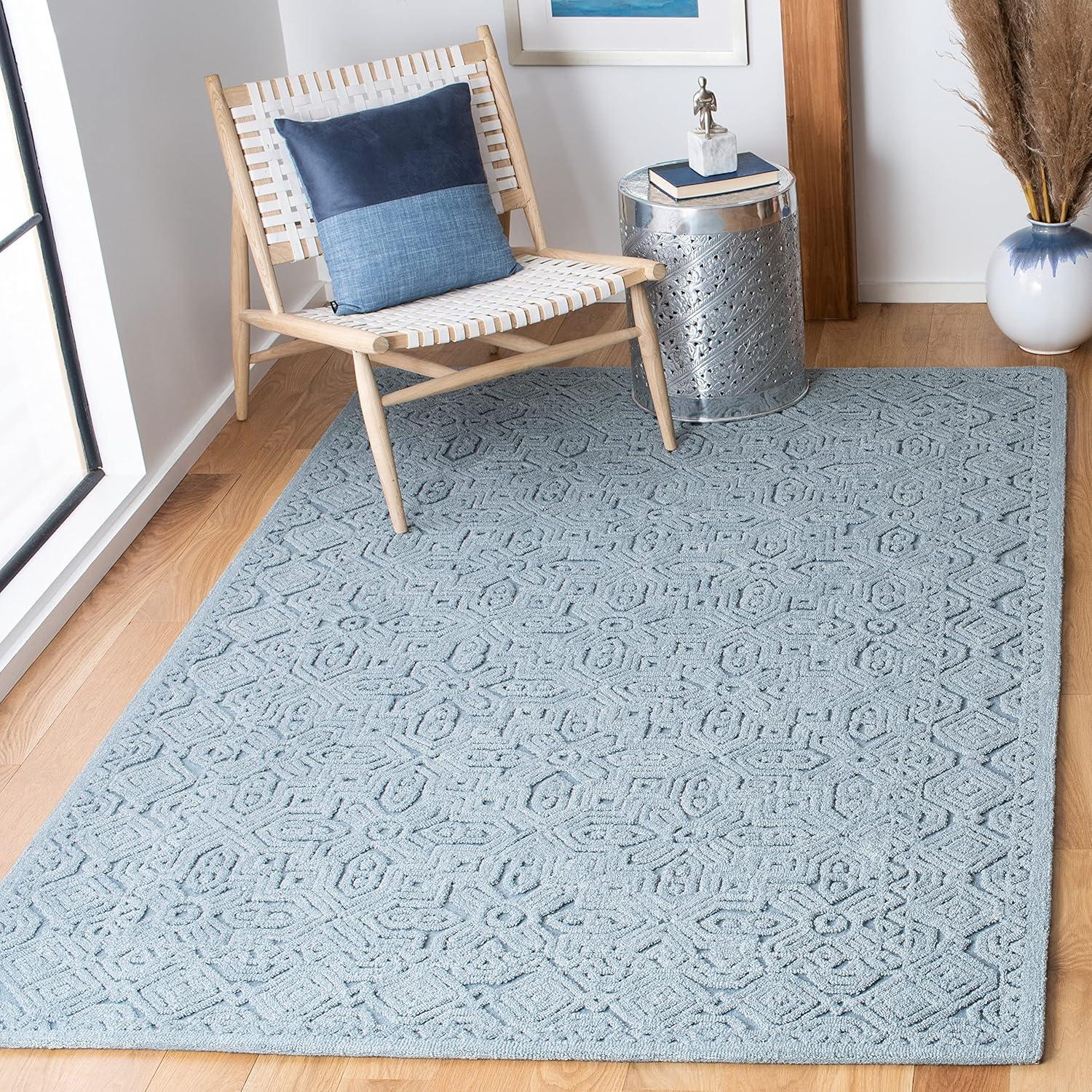 Textural TXT101 Hand Tufted Area Rug - Blue - 8'x10' - Safavieh.