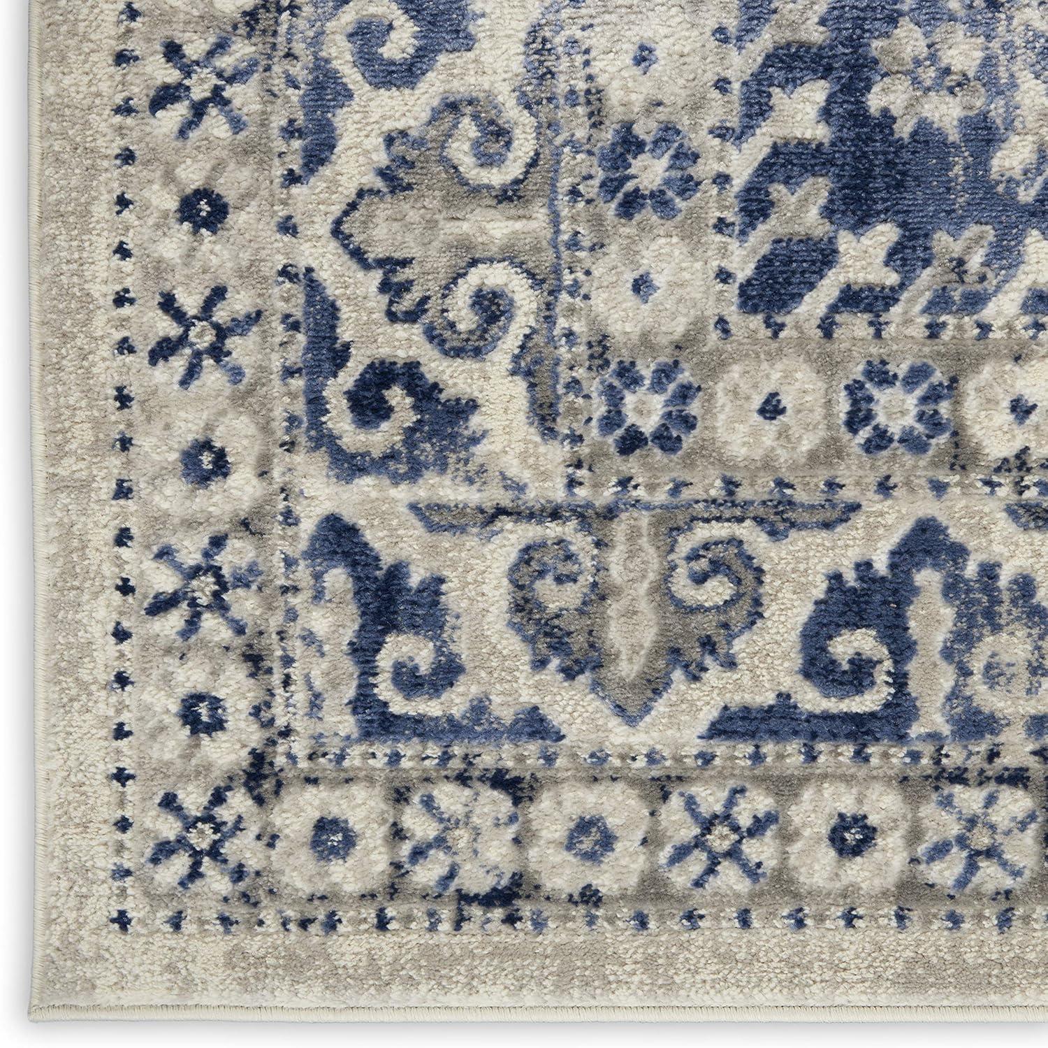 Ivory Blue Cyrus 8' x 10' Synthetic Reversible Area Rug