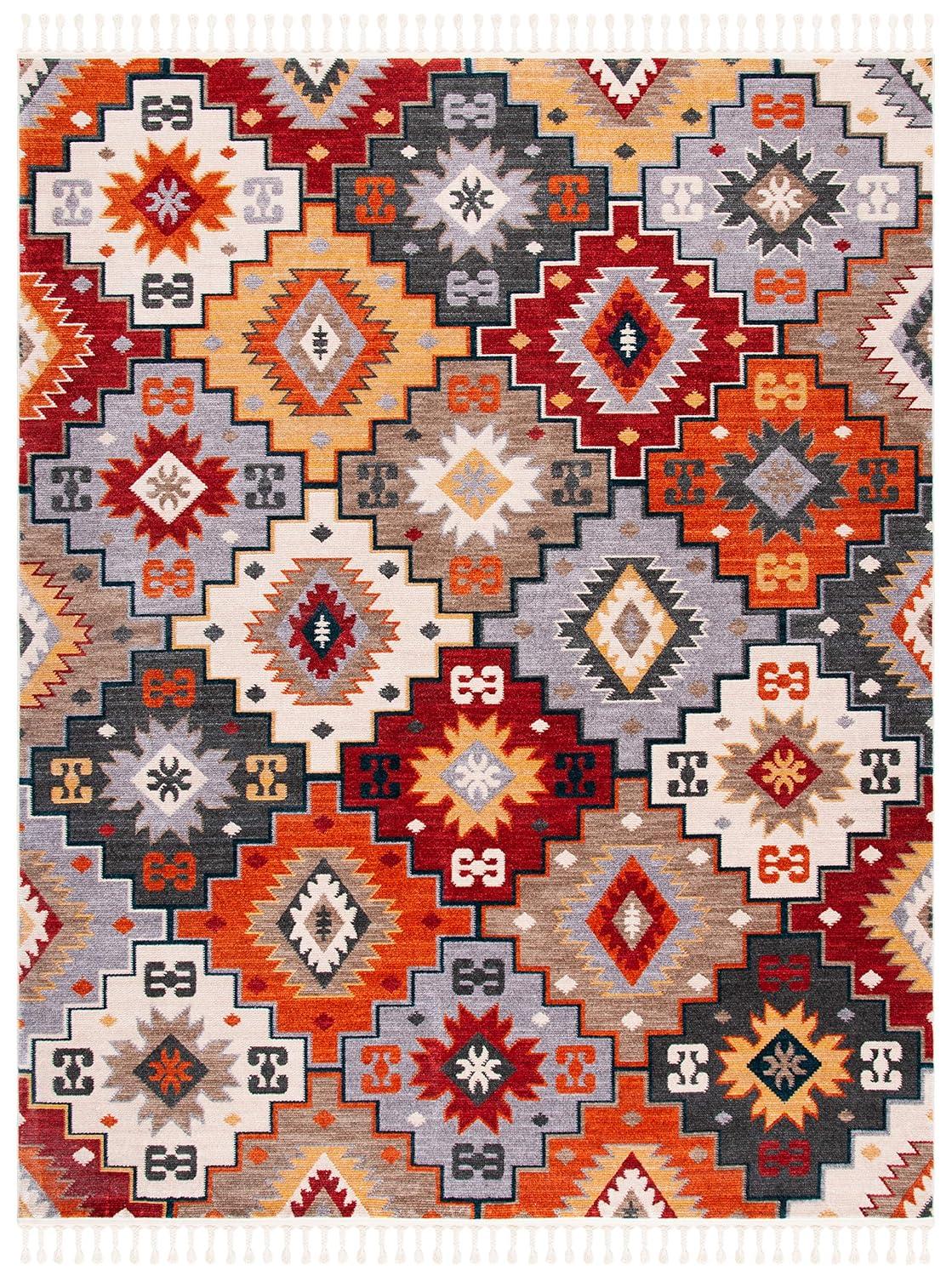 Farmhouse FMH805 Power Loomed Area Rug - Grey/Red - 8'x10' - Safavieh.