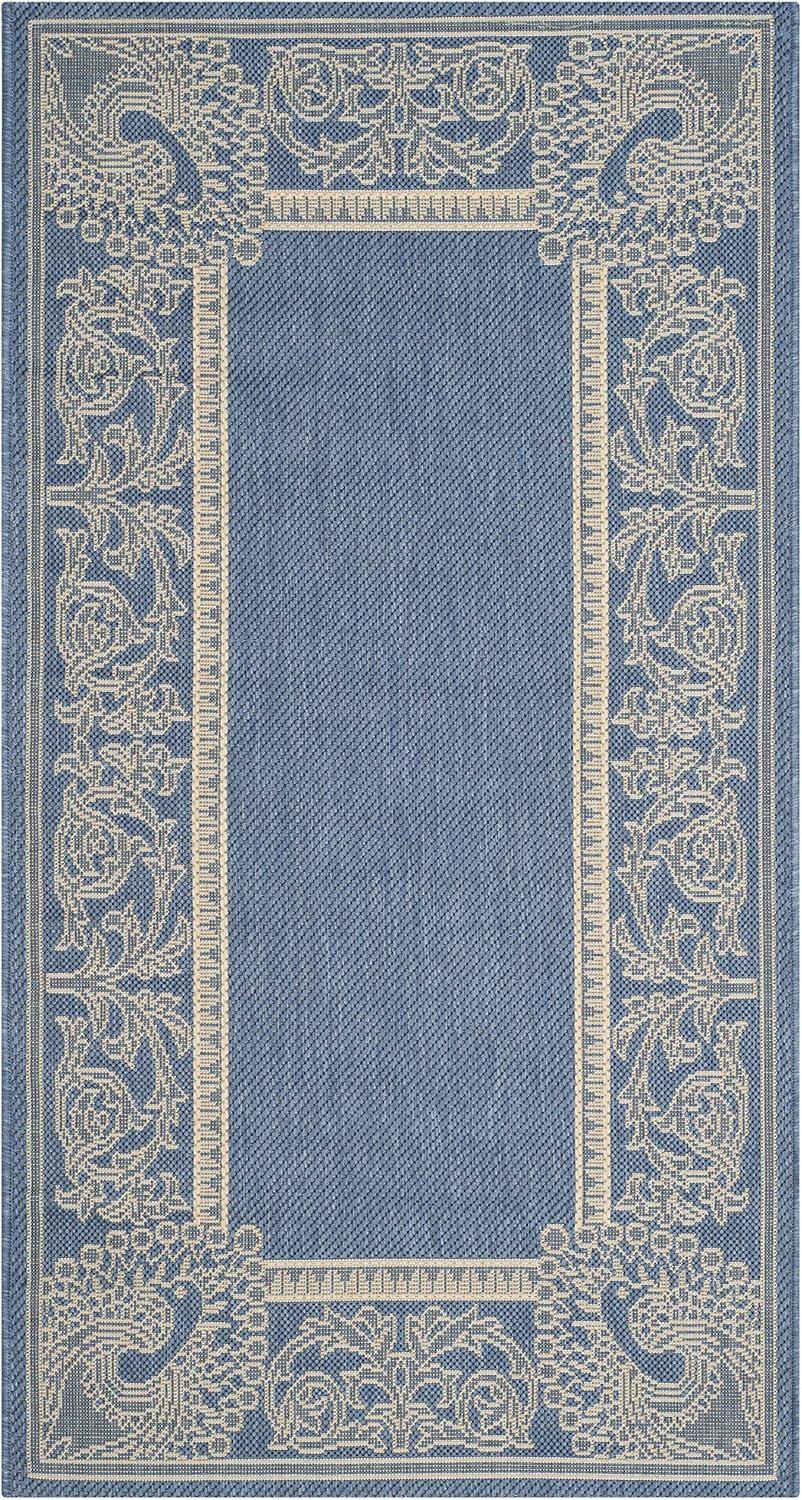 Courtyard CY2965 Power Loomed Indoor/Outdoor Area Rug - Blue/Natural - 4'x5'7" - Safavieh.